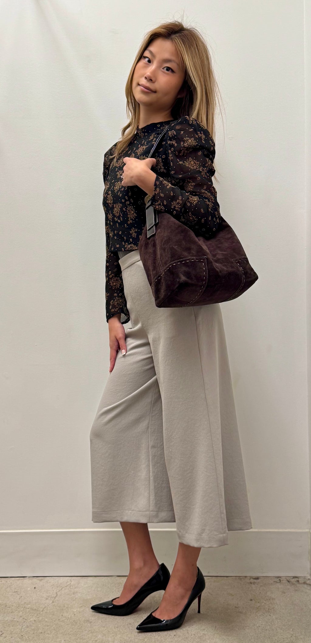 Max Mara Brown Suede Hobo Shoulder Bag