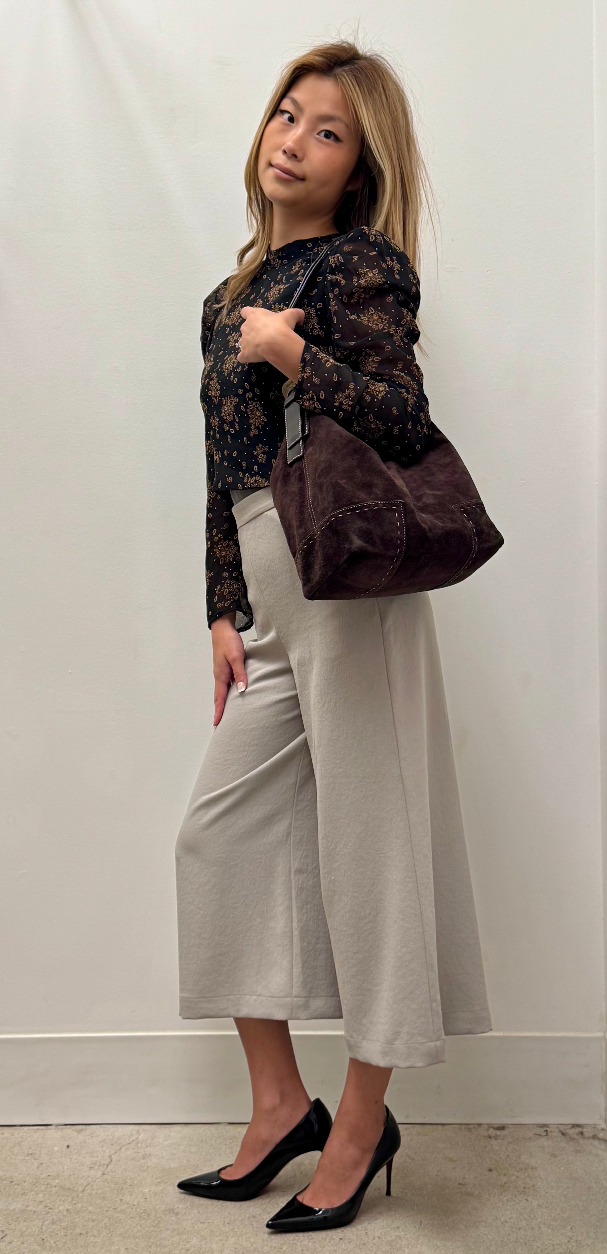 Max Mara Brown Suede Hobo Shoulder Bag
