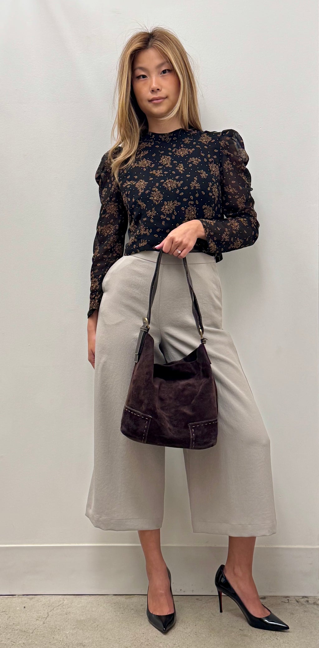 Max Mara Brown Suede Hobo Shoulder Bag