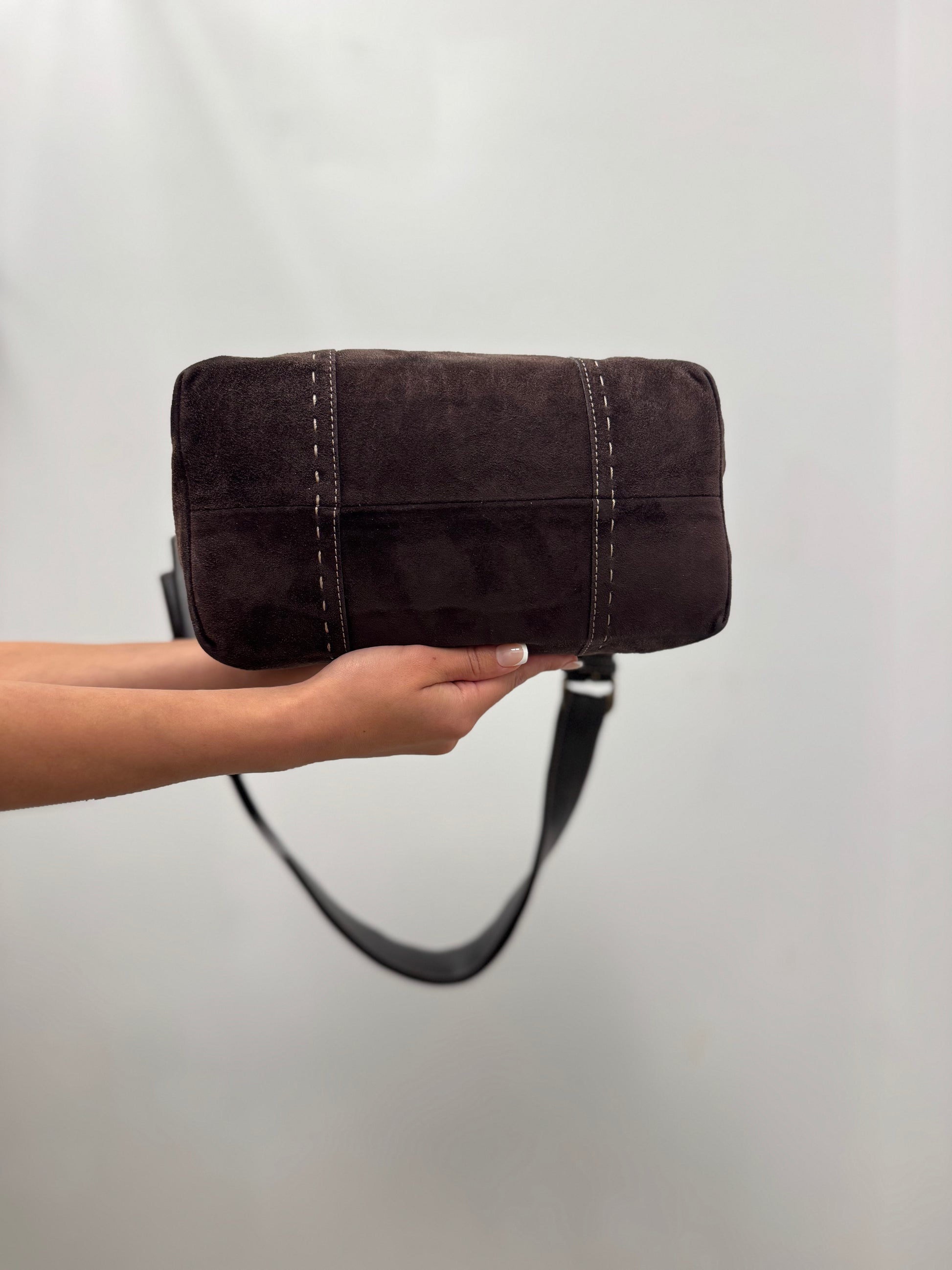 Max Mara Brown Suede Hobo Shoulder Bag