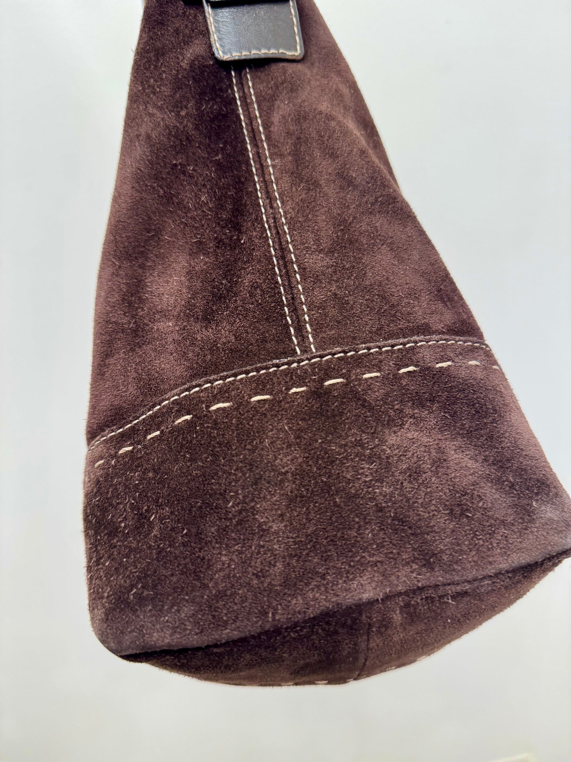 Max Mara Brown Suede Hobo Shoulder Bag