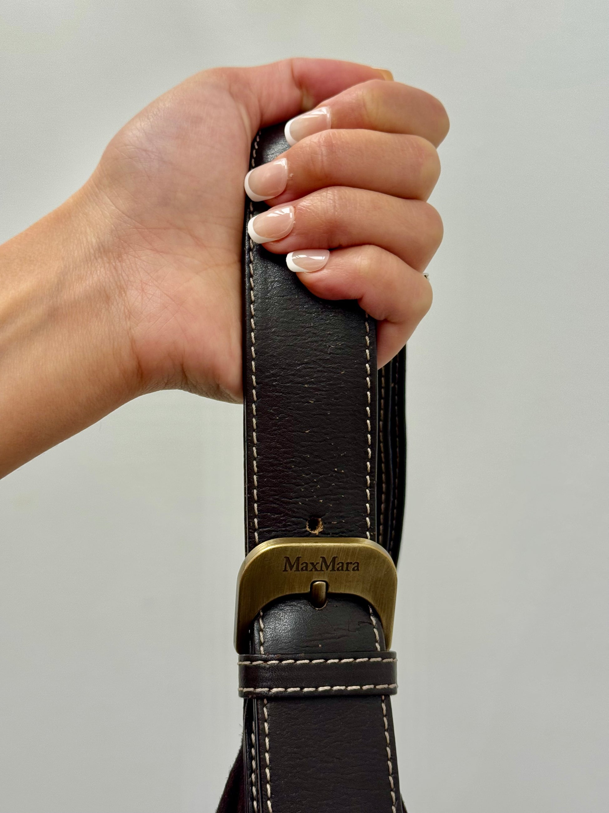 Max Mara Brown Suede Hobo Shoulder Bag