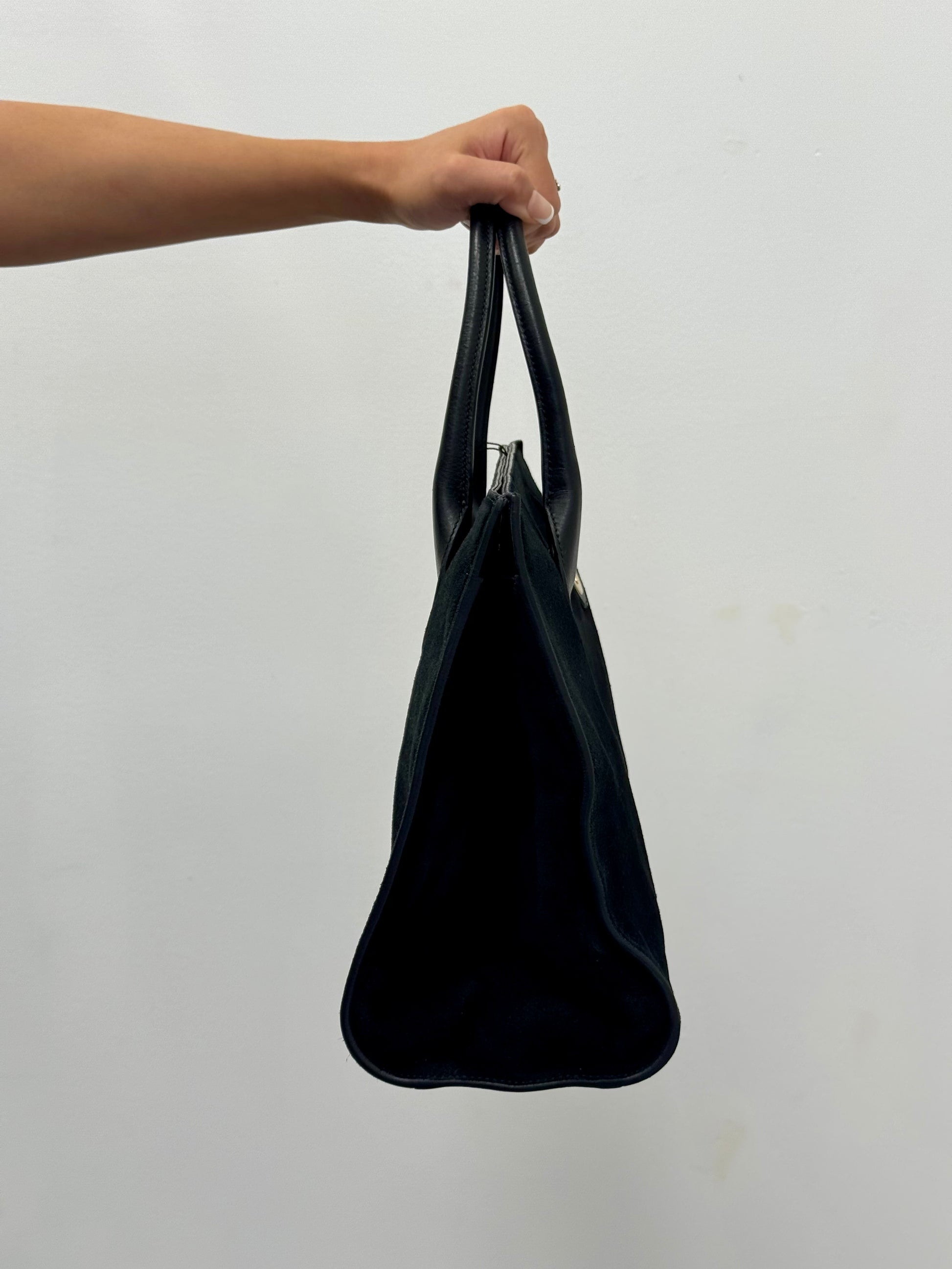 Jimmy Choo Riley Large Tote Black Suede with Gold Hardware