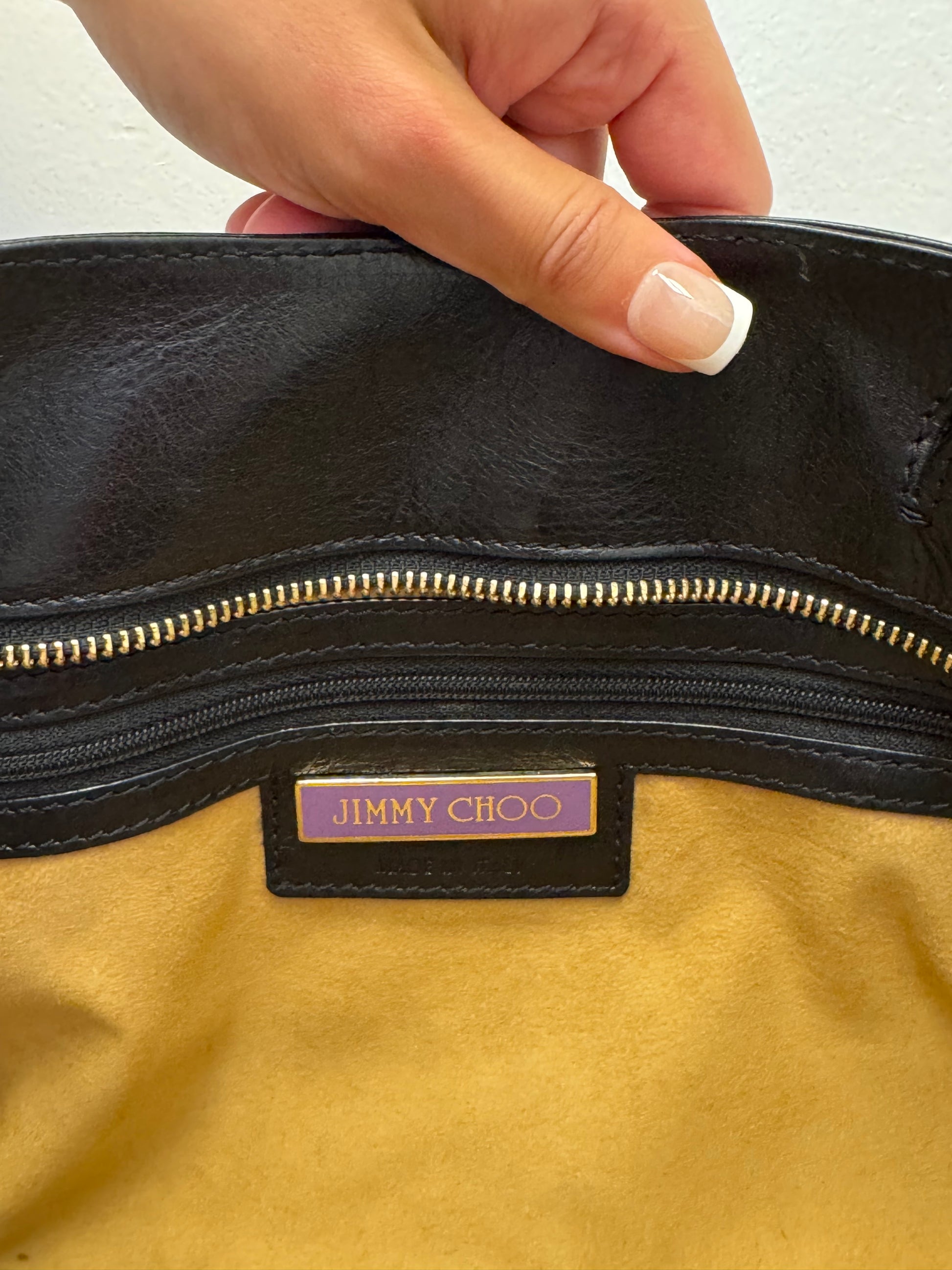 Jimmy Choo Rio Ramona Oversize Chain Clutch in black leather