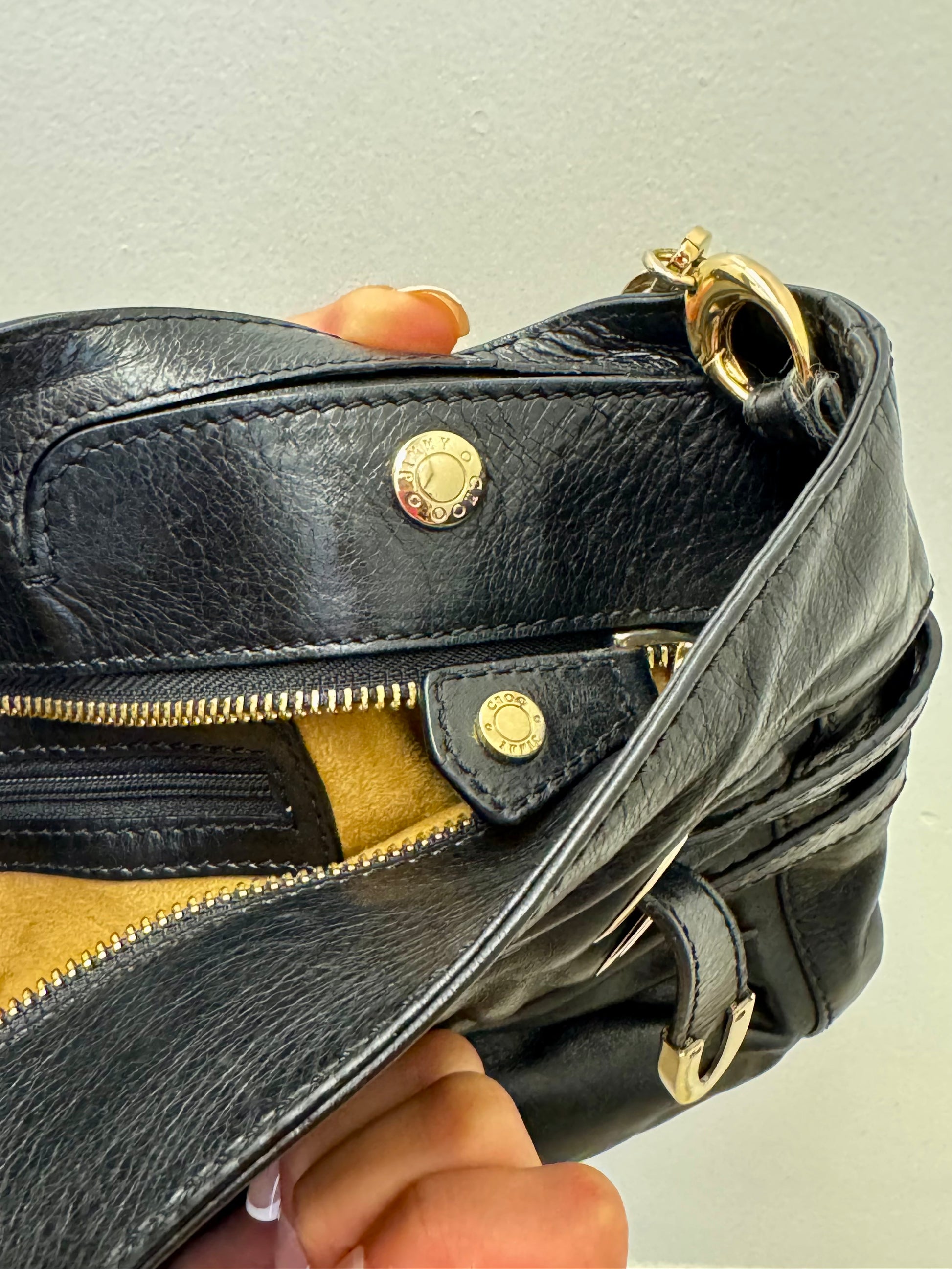 Jimmy Choo Rio Ramona Oversize Chain Clutch in black leather