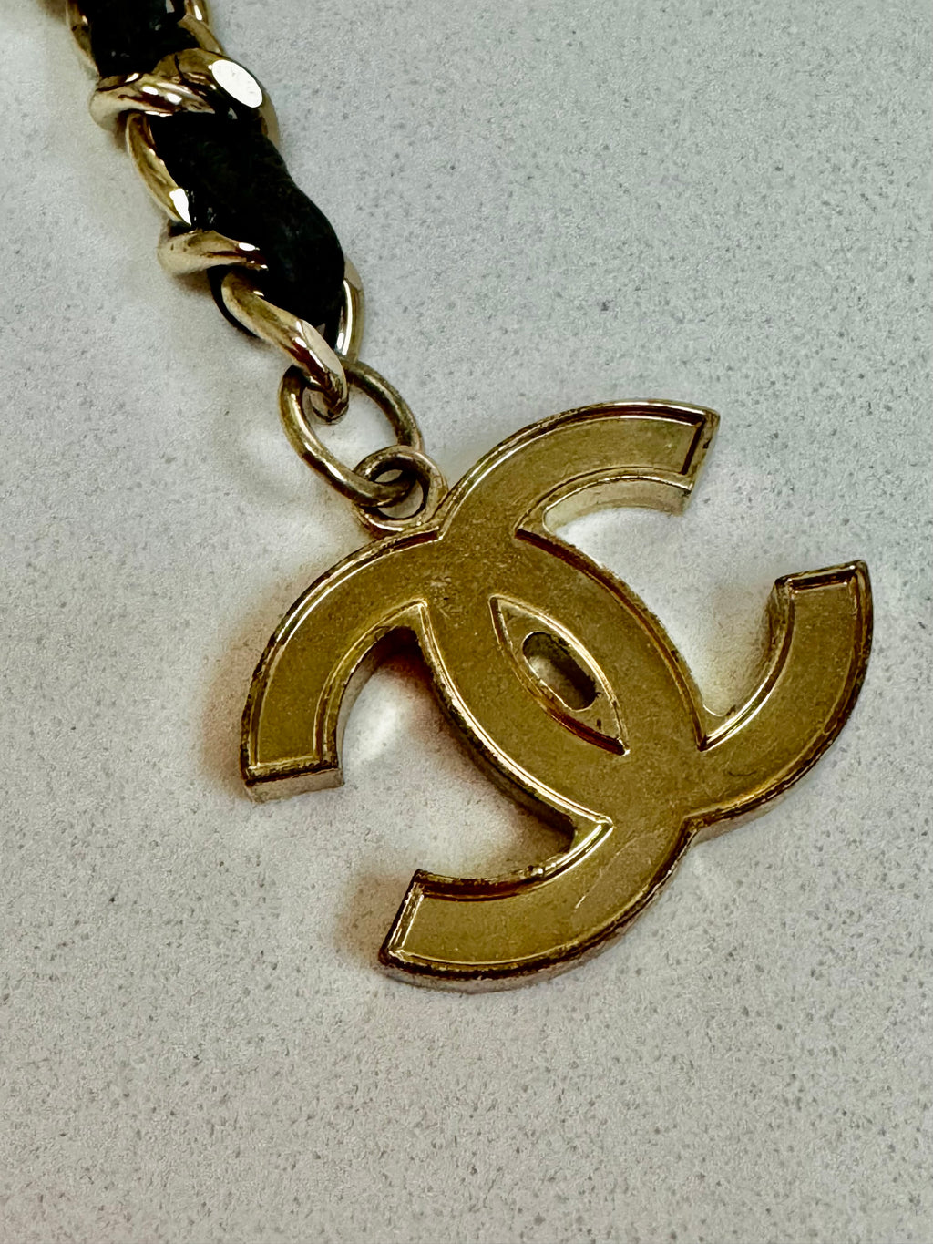 Chanel Vintage CC Medallion Leather-Laced Gold Chain Belt / Necklace