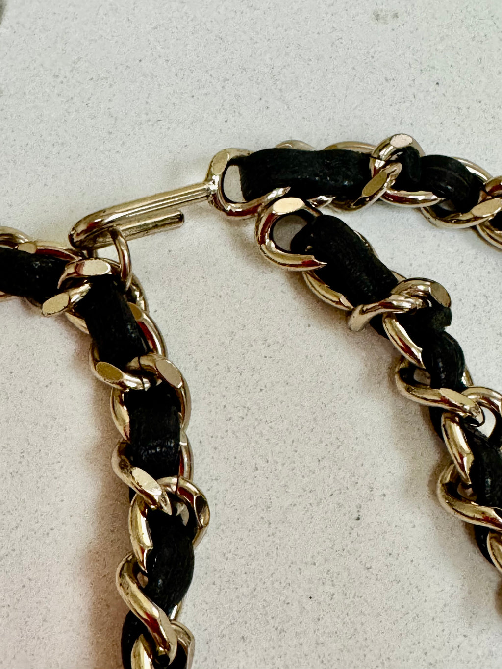 Chanel Vintage CC Medallion Leather-Laced Gold Chain Belt / Necklace