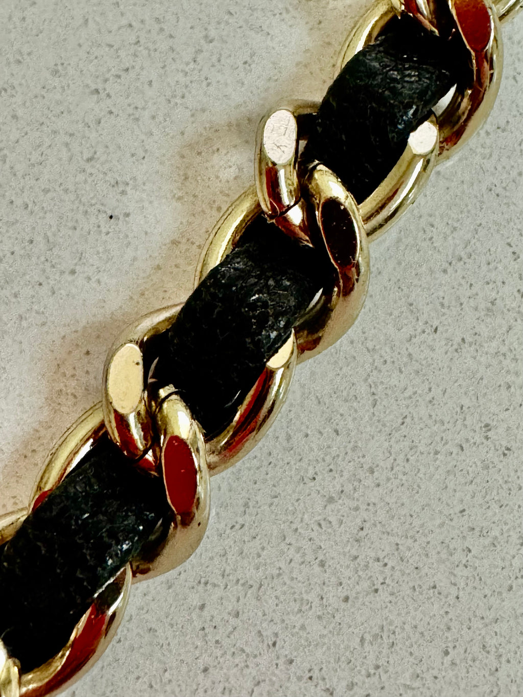 Chanel Vintage CC Medallion Leather-Laced Gold Chain Belt / Necklace