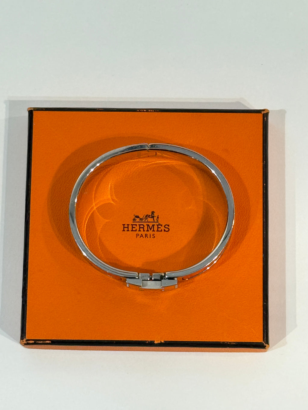 Hermes Clic H Narrow Bracelet Black Enamel Palladium PM