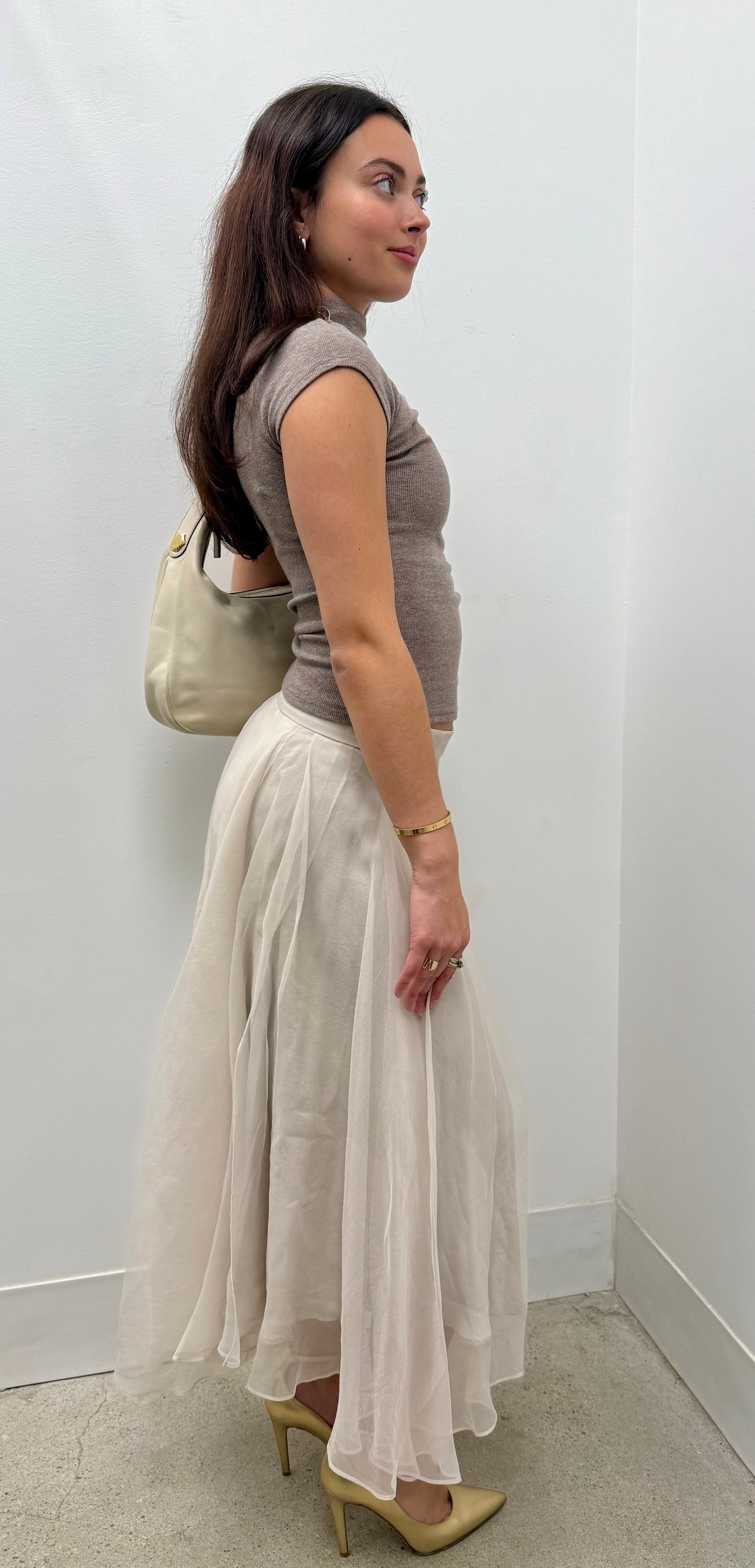 Brunello Cucinelli Silk Organza Midi Skirt