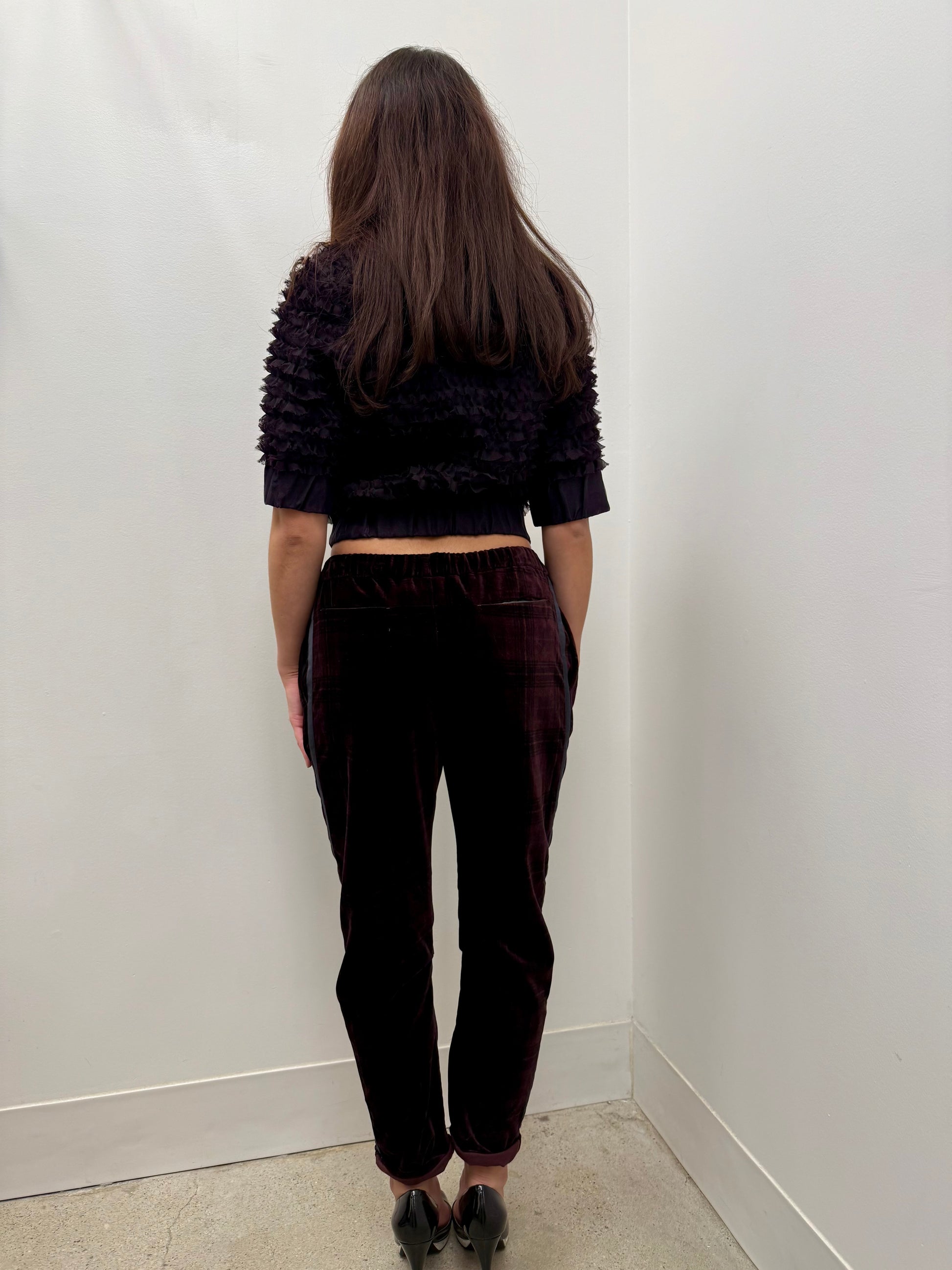 Dolce & Gabbana Plum Ruffled Cropped Jacket