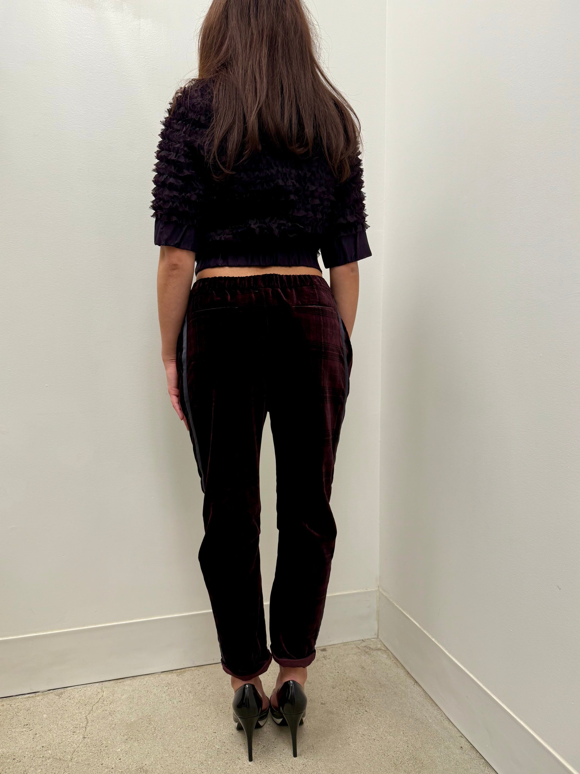 Dolce & Gabbana Plum Ruffled Cropped Jacket