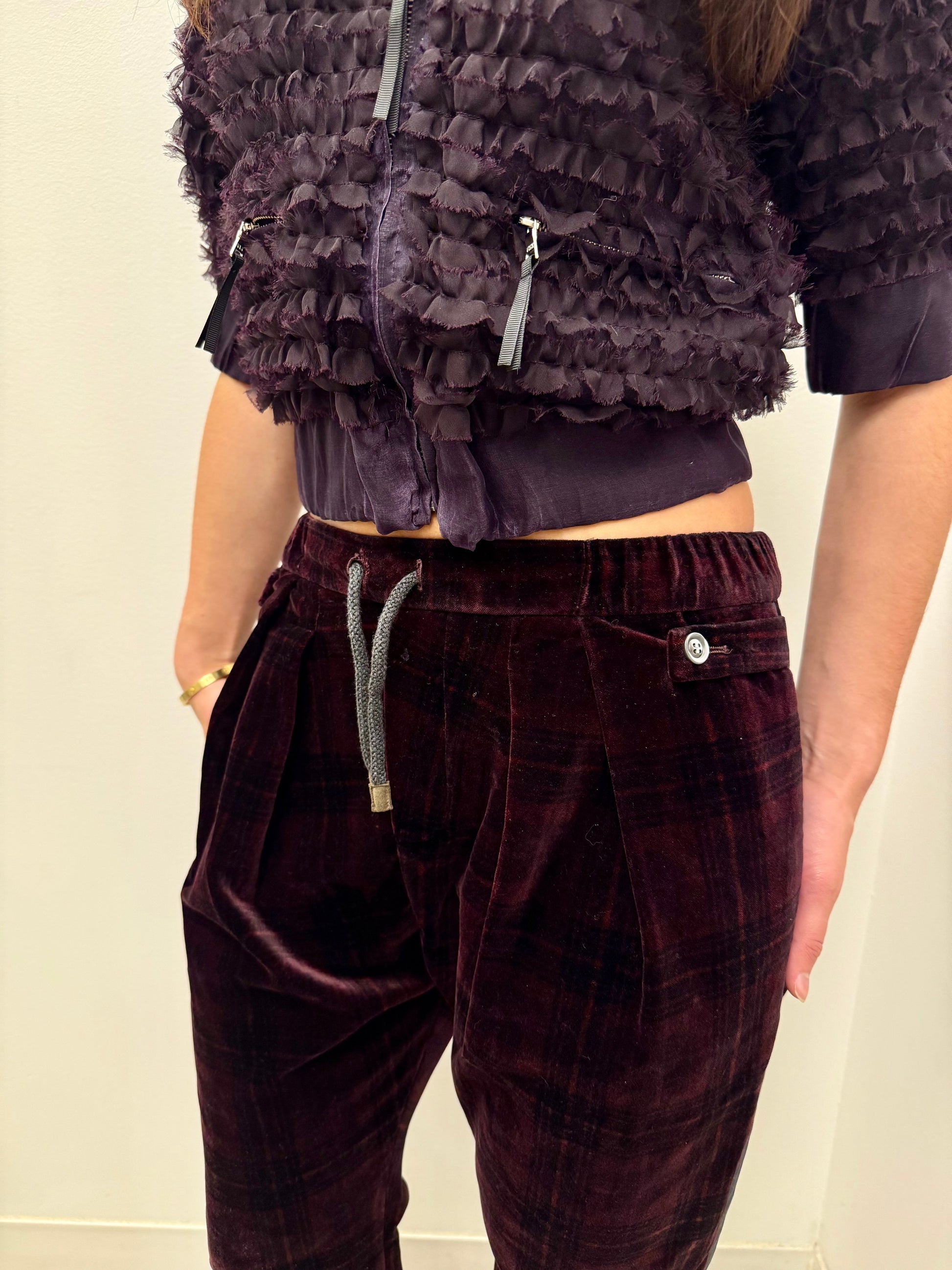 Dolce & Gabbana Plum Ruffled Cropped Jacket