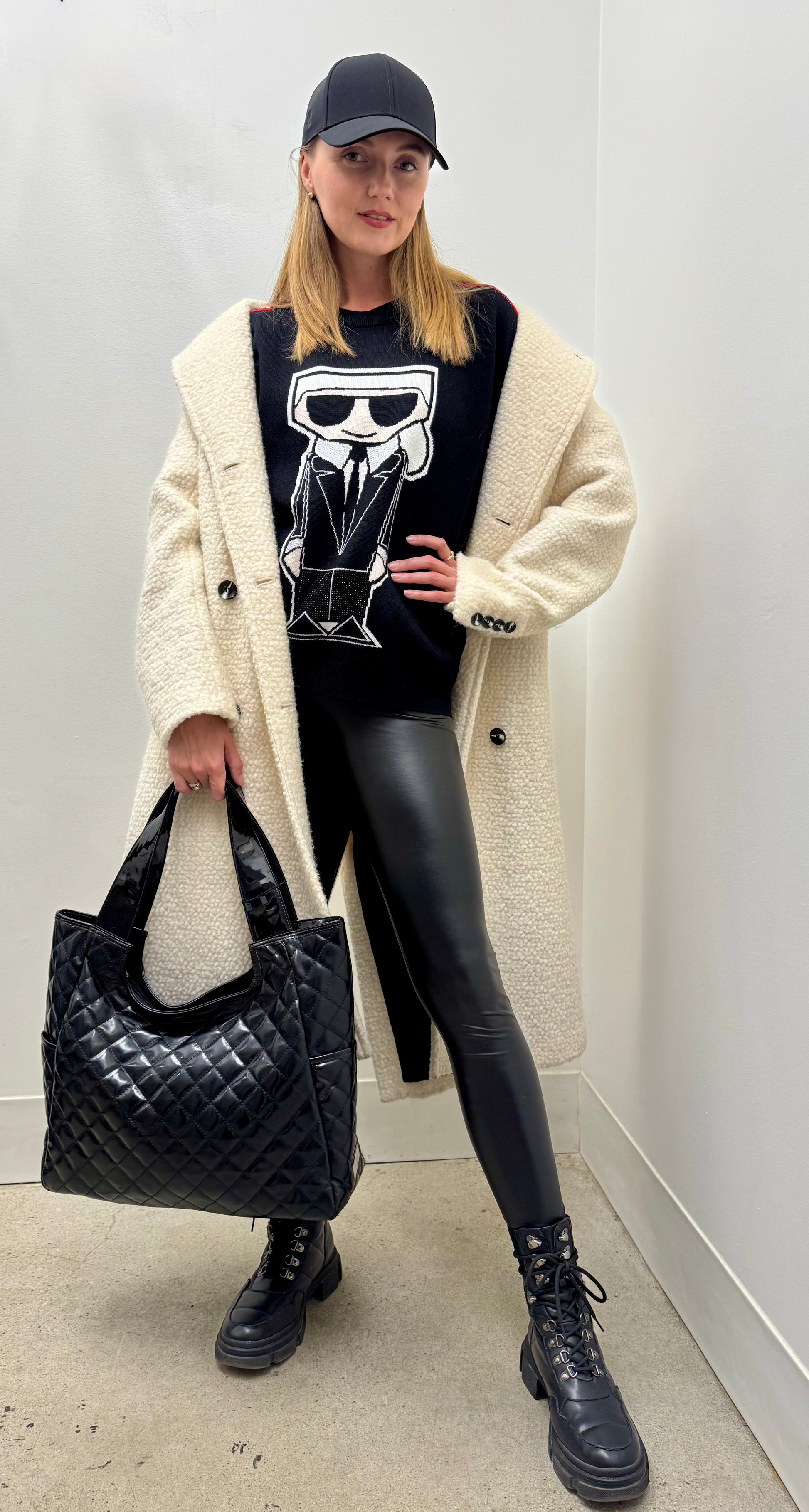 Karl Lagerfeld Paris “Ikonik” Logo-Tape Sweater (Black)