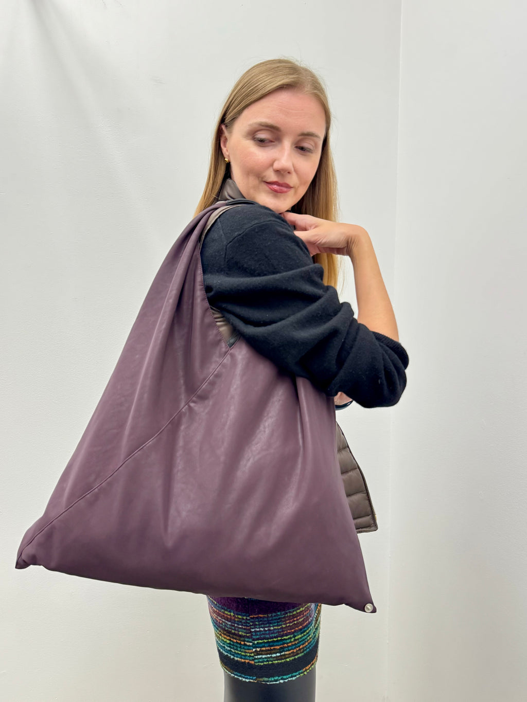 MM6 Maison Margiela Japanese Bag Large in Aubergine Leather