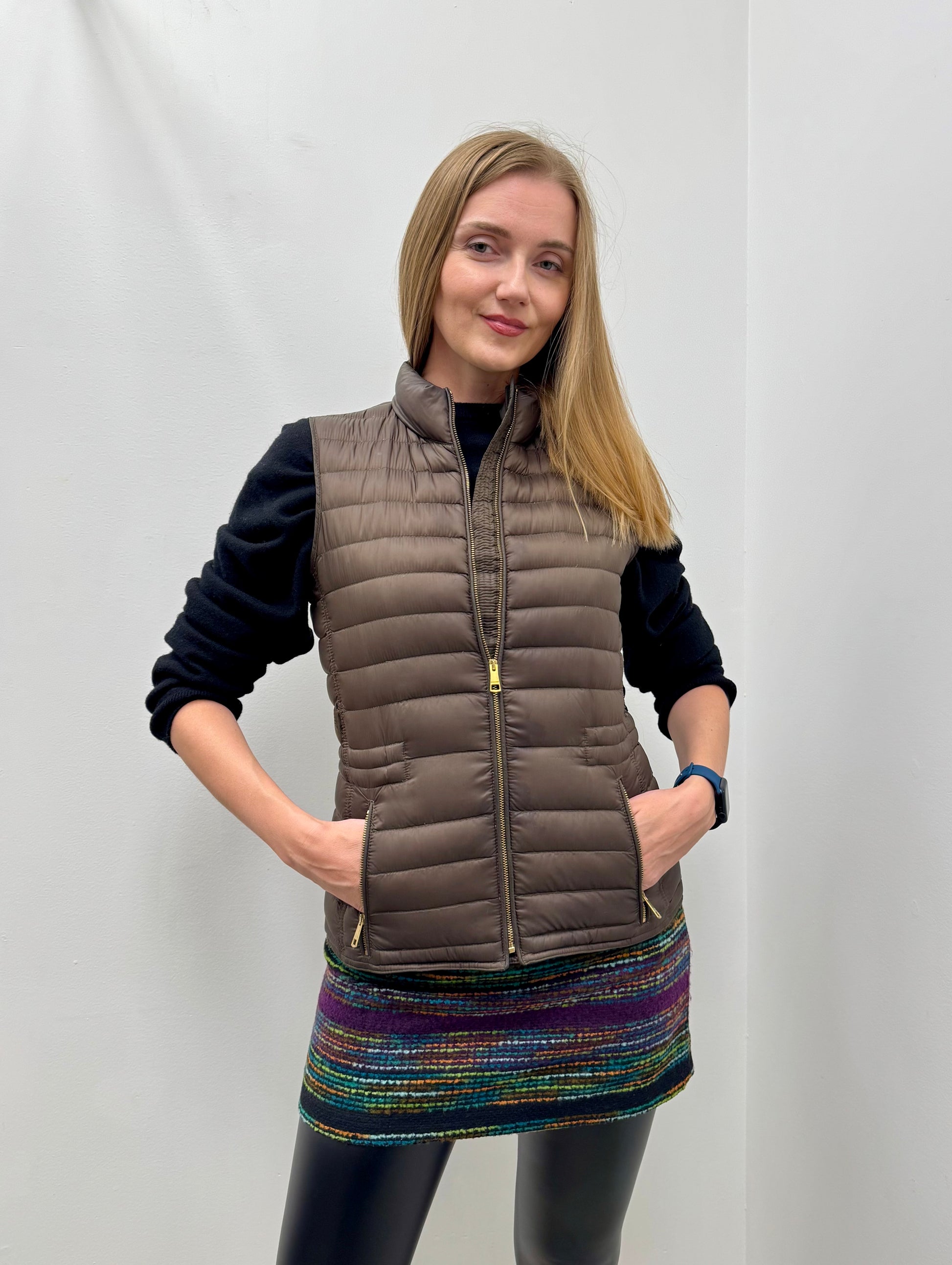 Burberry Women's Lightweight Quilted Puffer Vest in Olive