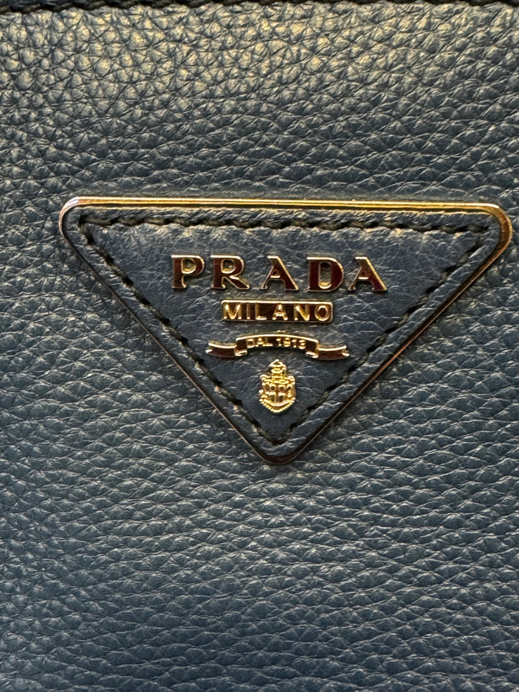 Prada Vitello Daino Convertible Front Pocket Tote Bag in Avio Blue