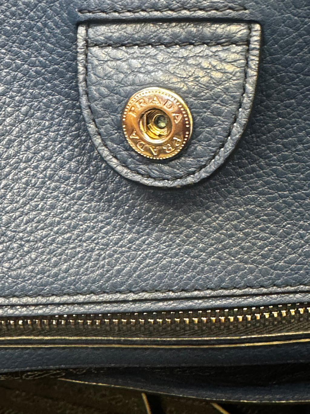Prada Vitello Daino Convertible Front Pocket Tote Bag in Avio Blue