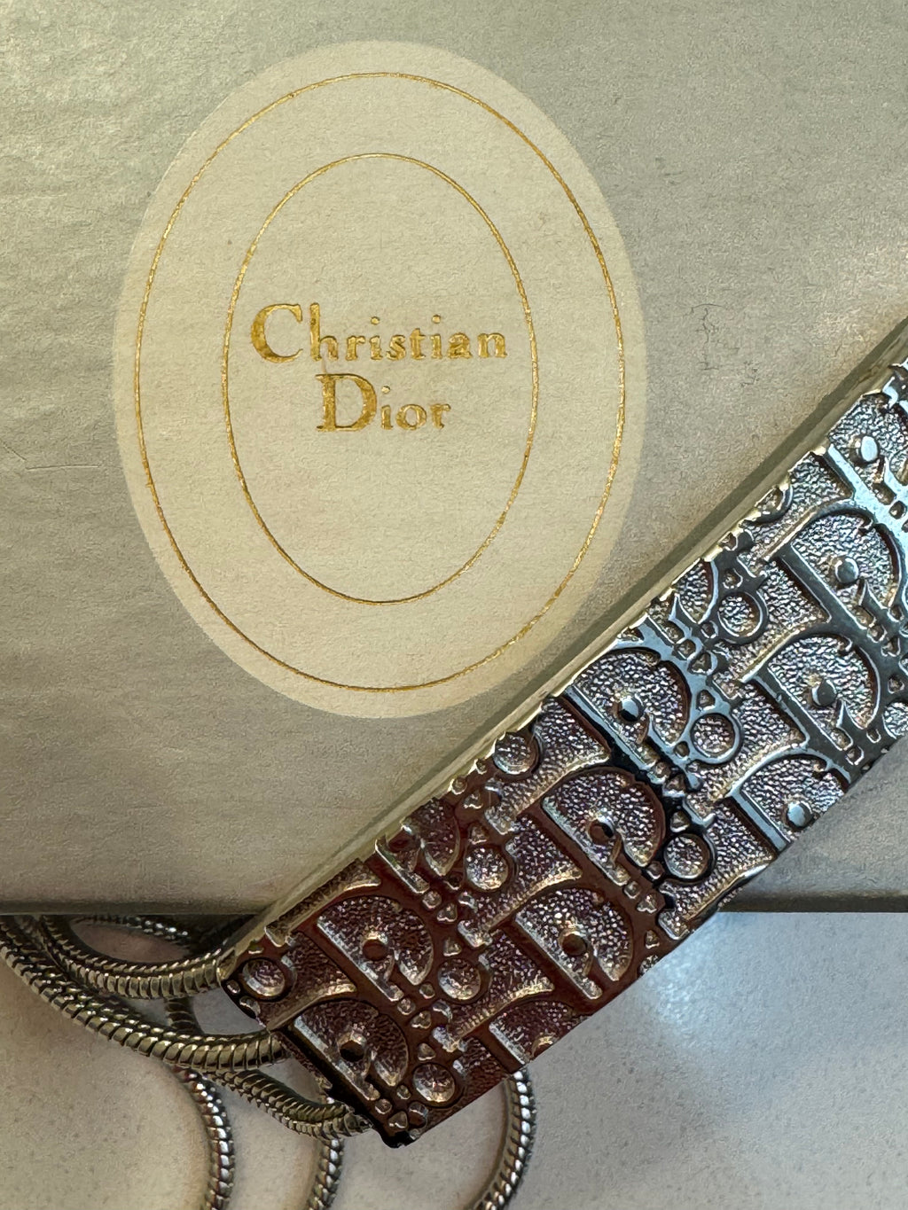 Vintage Christian Dior Silver Tone Trotter Plate Multi Strand Choker
