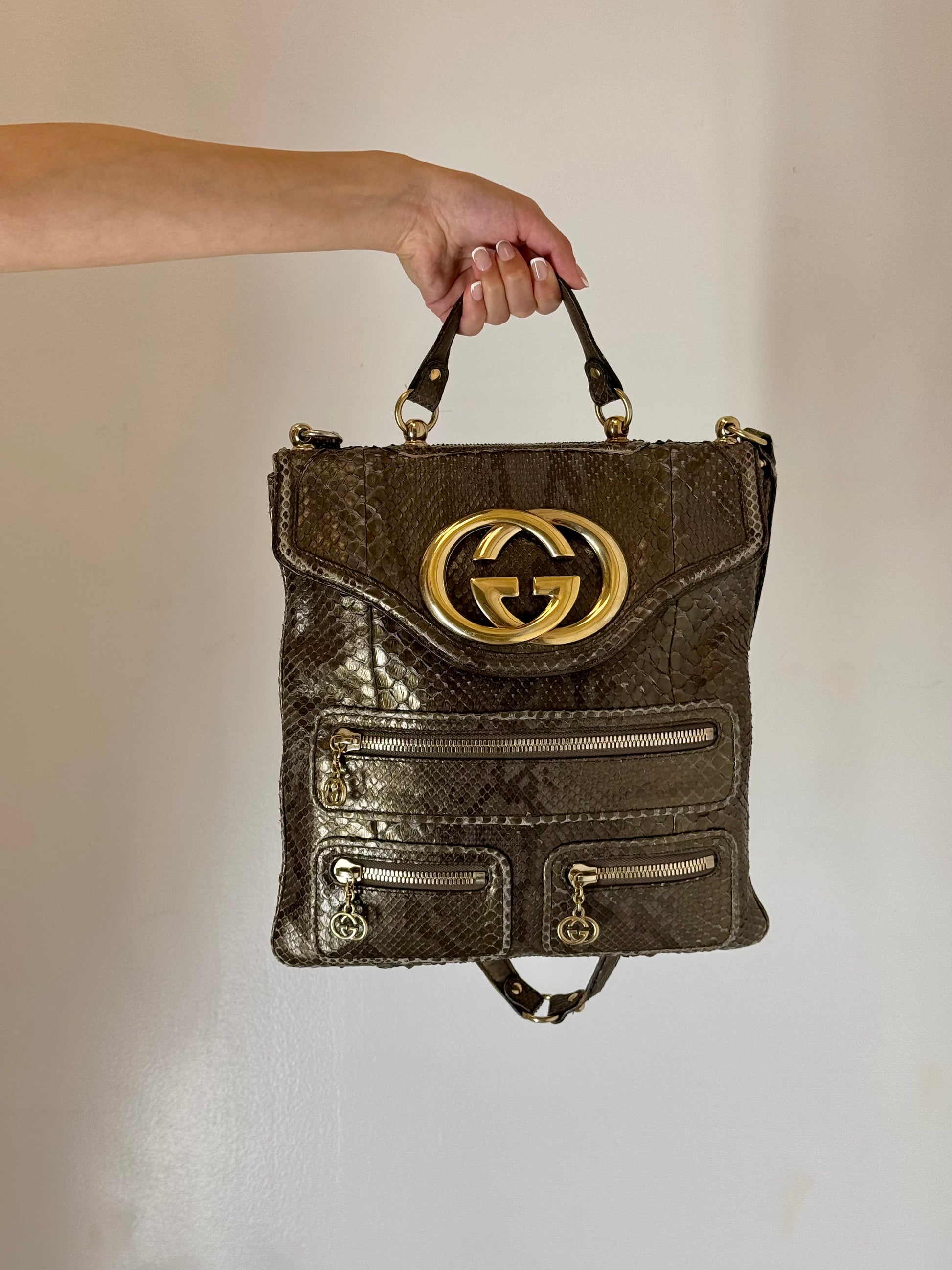Gucci Britt Python Messenger Bag
