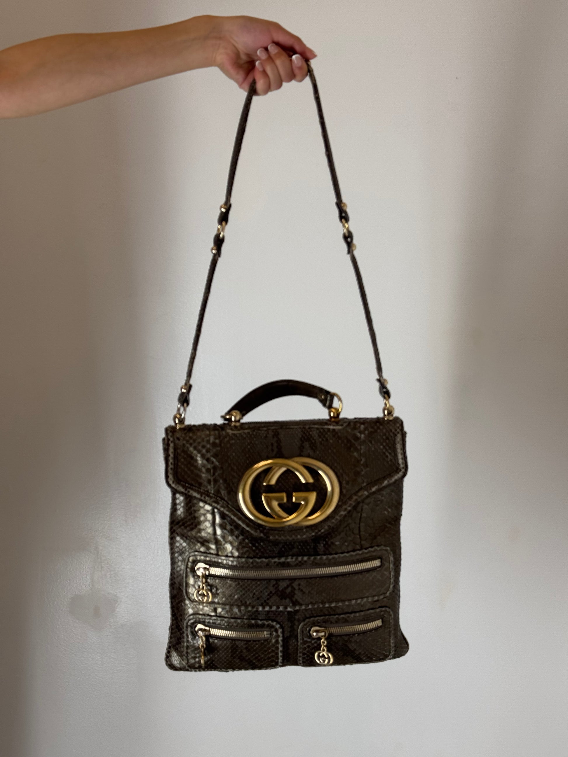 Gucci Britt Python Messenger Bag