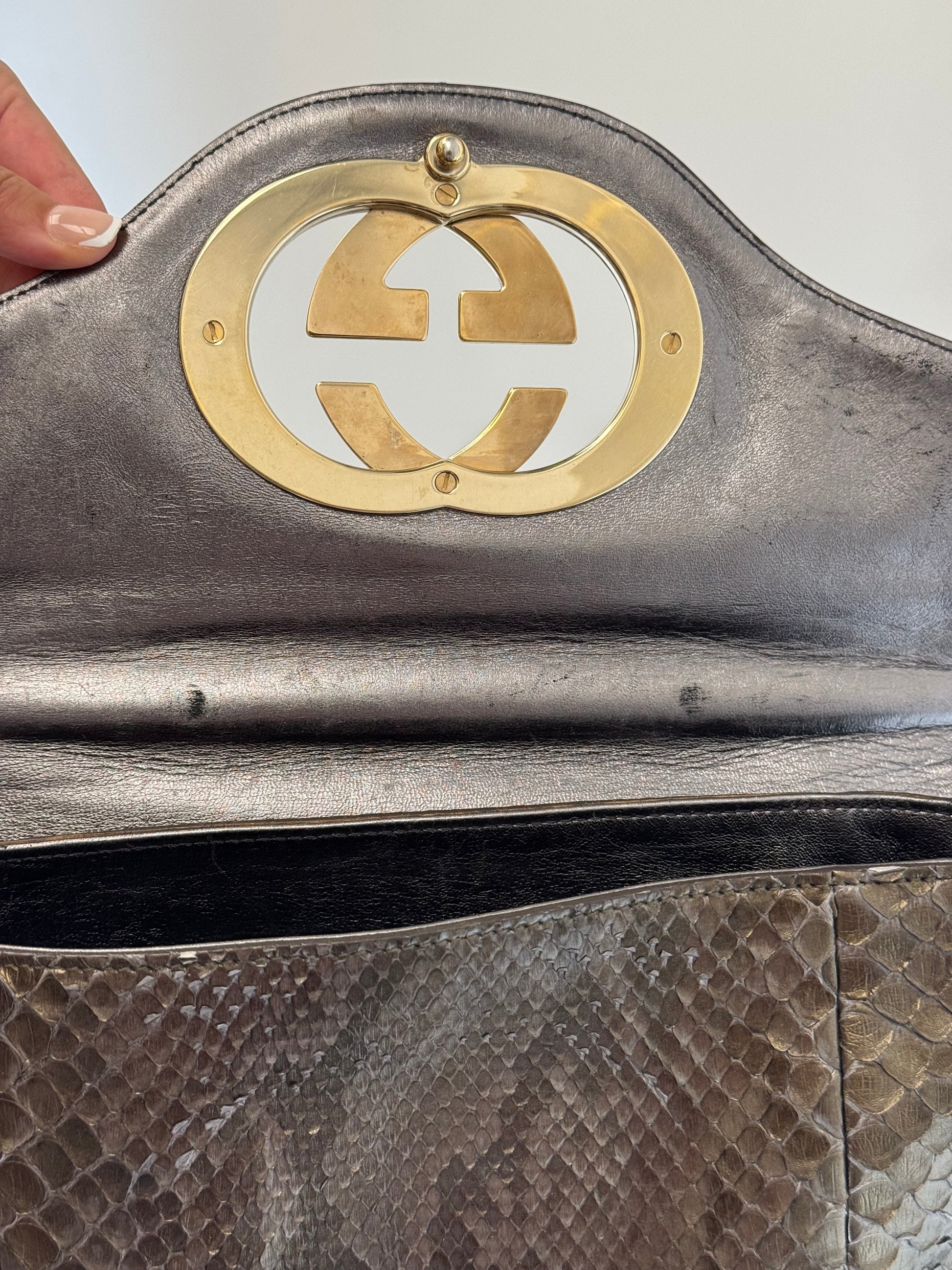 Gucci Britt Python Messenger Bag