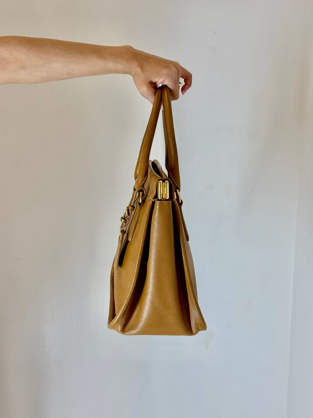 Prada Saffiano Caramel Lux Leather Bag