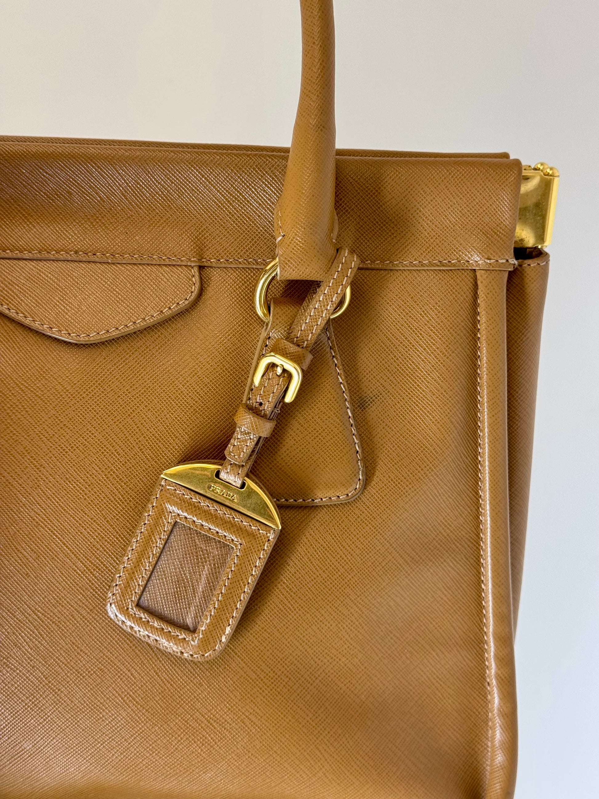 Prada Saffiano Caramel Lux Leather Bag