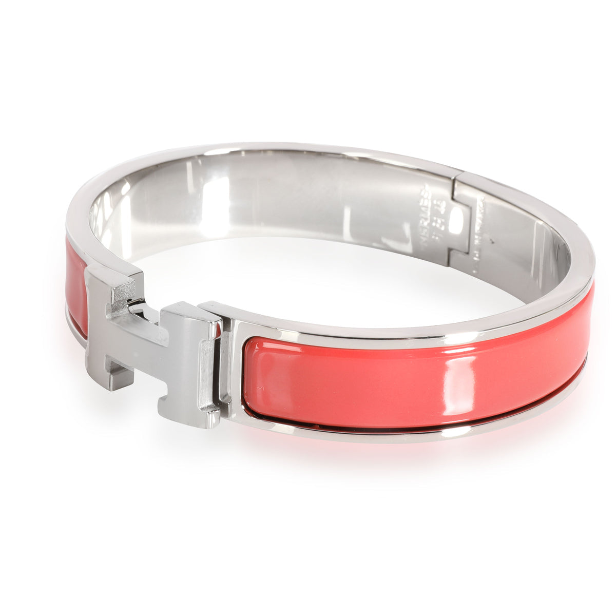 Hermes Clic H Narrow Bracelet Coral Enamel Palladium PM
