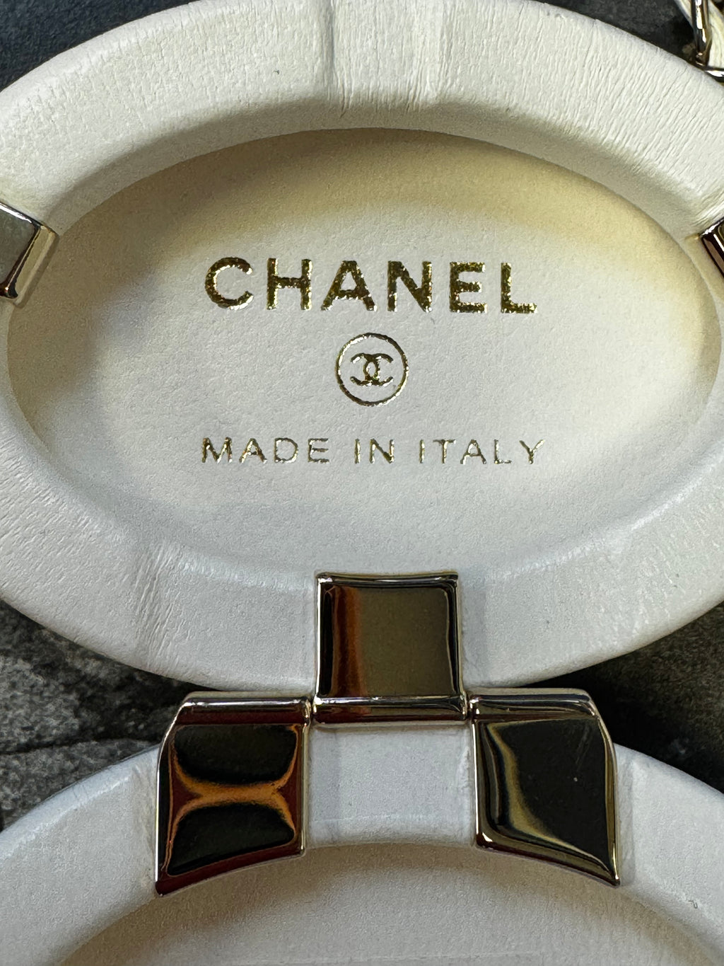 Chanel Oval Minaudière Clutch with Chain, White Quilted Lambskin, Gold Hardware