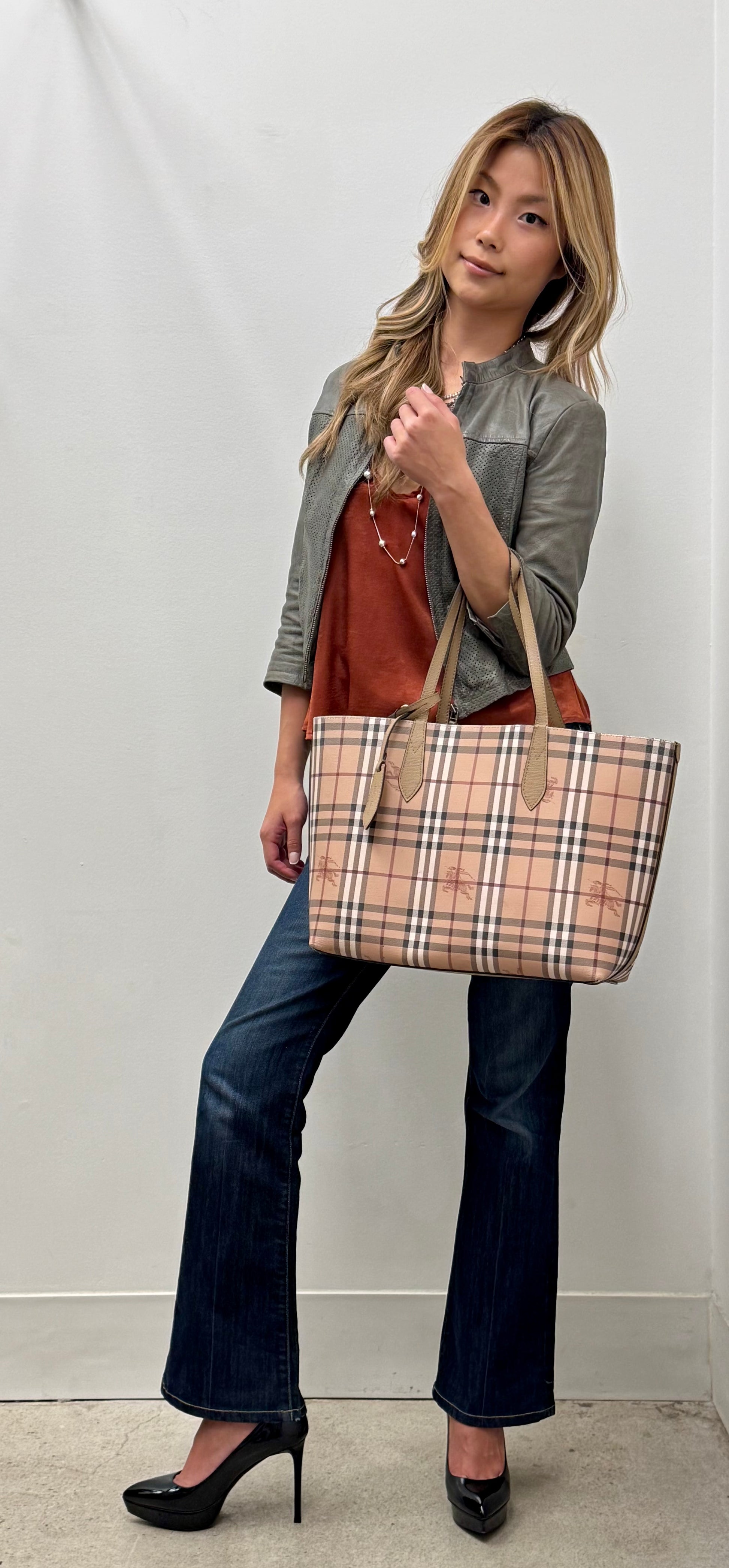 Burberry Haymarket Check Reversible Tote Bag