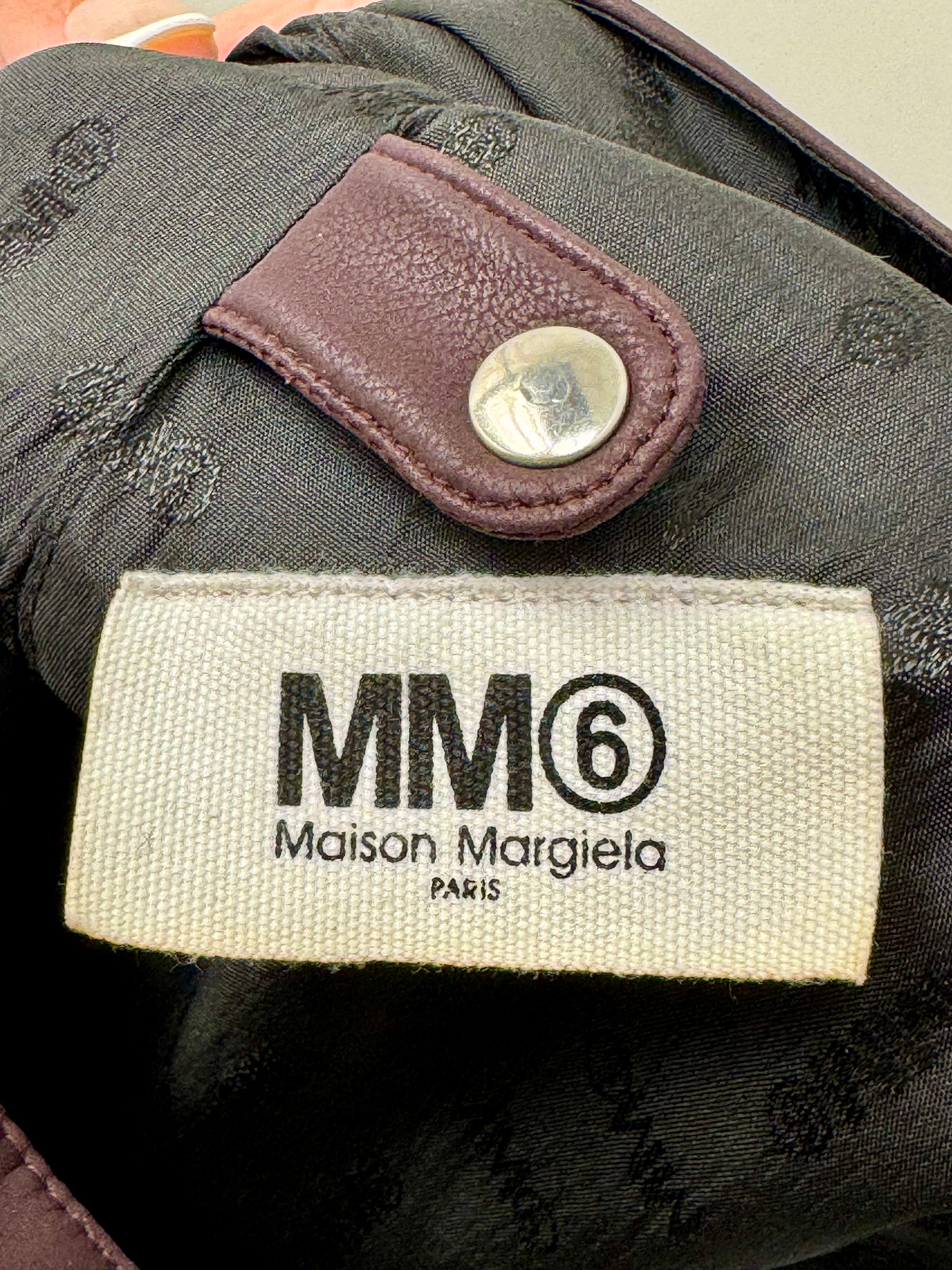 MM6 Maison Margiela Japanese Bag Large in Aubergine Leather