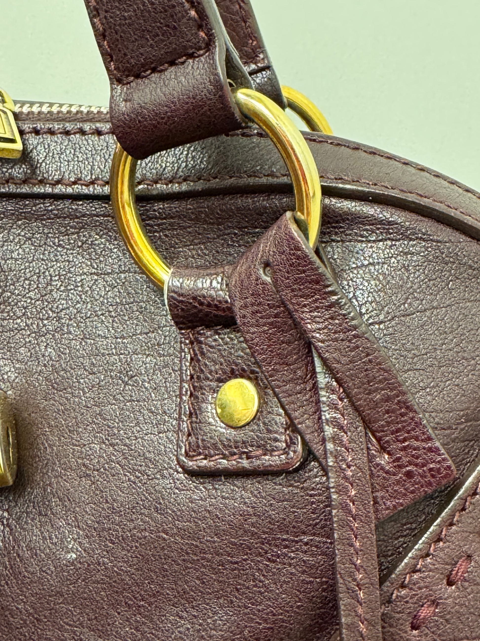 Yves Saint Laurent Muse Large in Burgundy Leather with Gold Tone Hardware