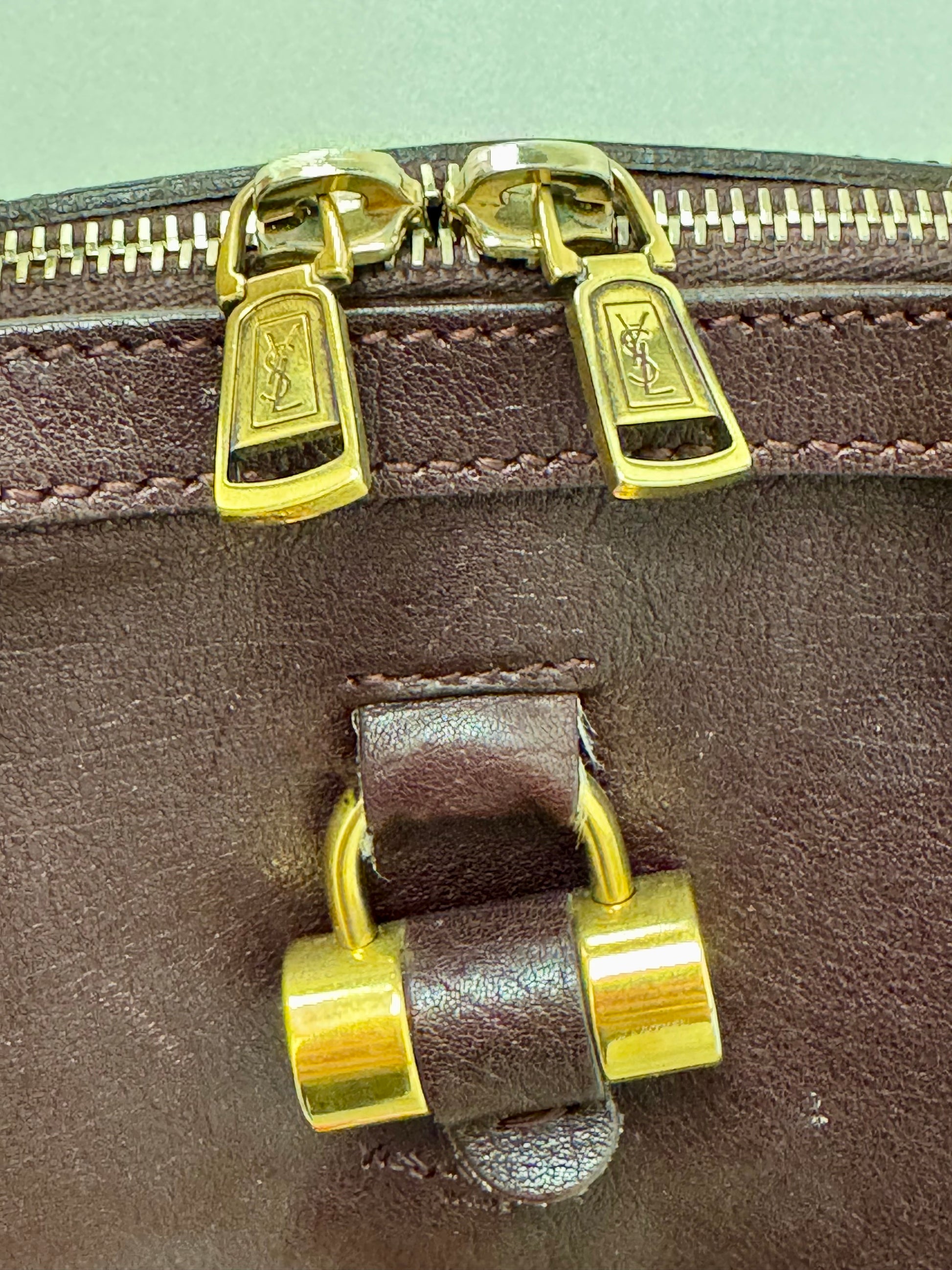 Yves Saint Laurent Muse Large in Burgundy Leather with Gold Tone Hardware