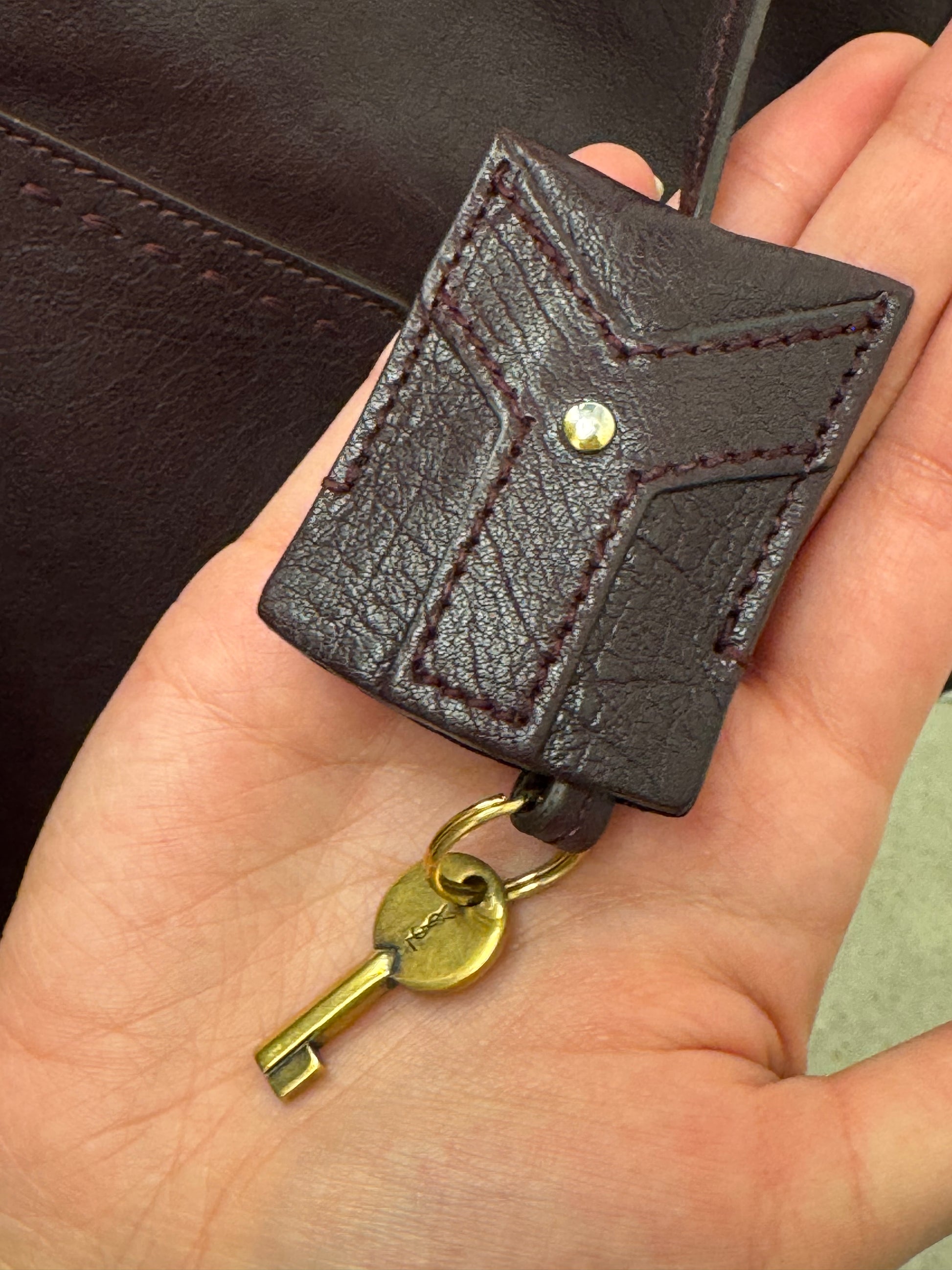 Yves Saint Laurent Muse Large in Burgundy Leather with Gold Tone Hardware