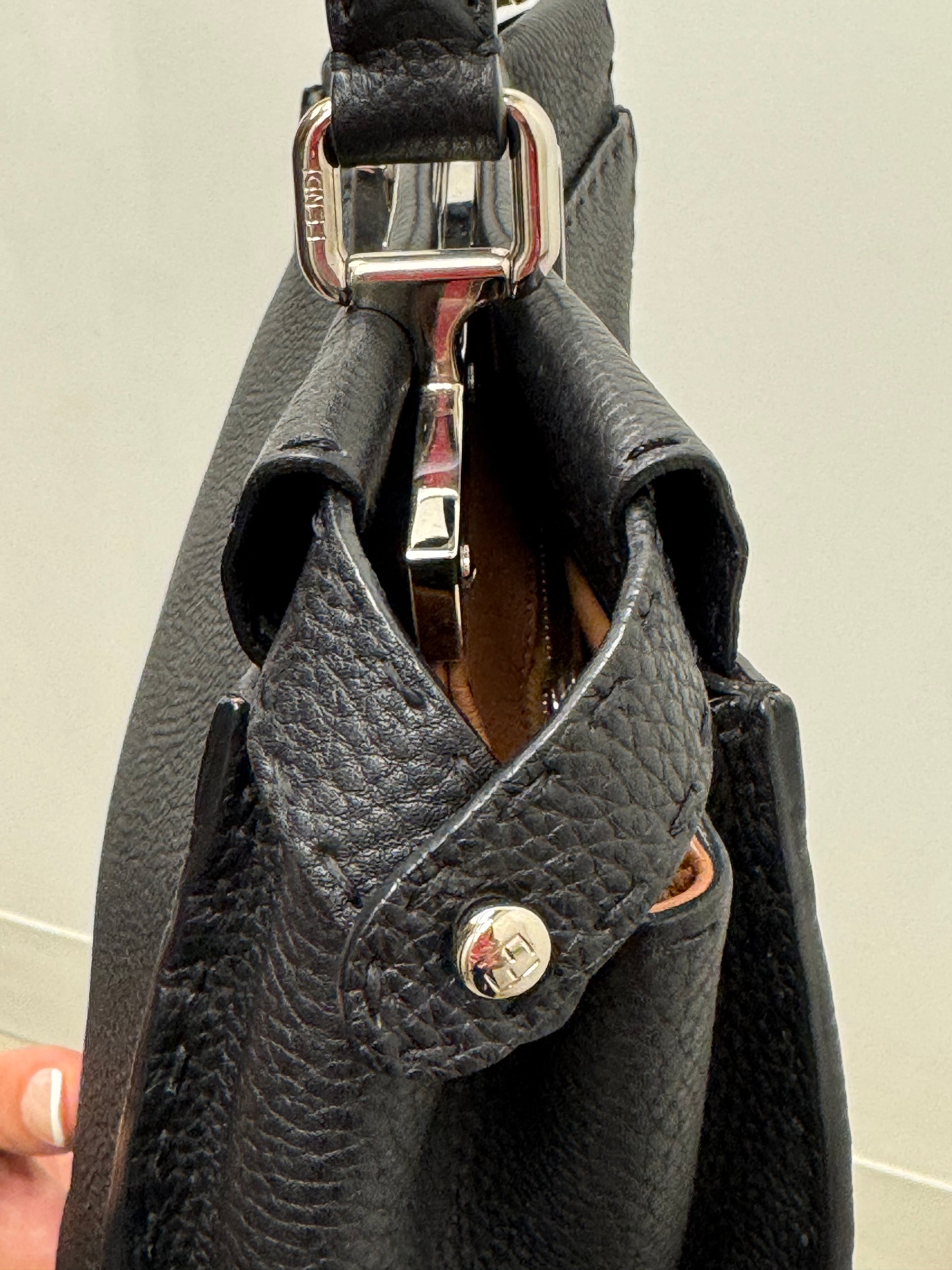 Fendi Peekaboo Medium in black grained calfskin with palladium hardware