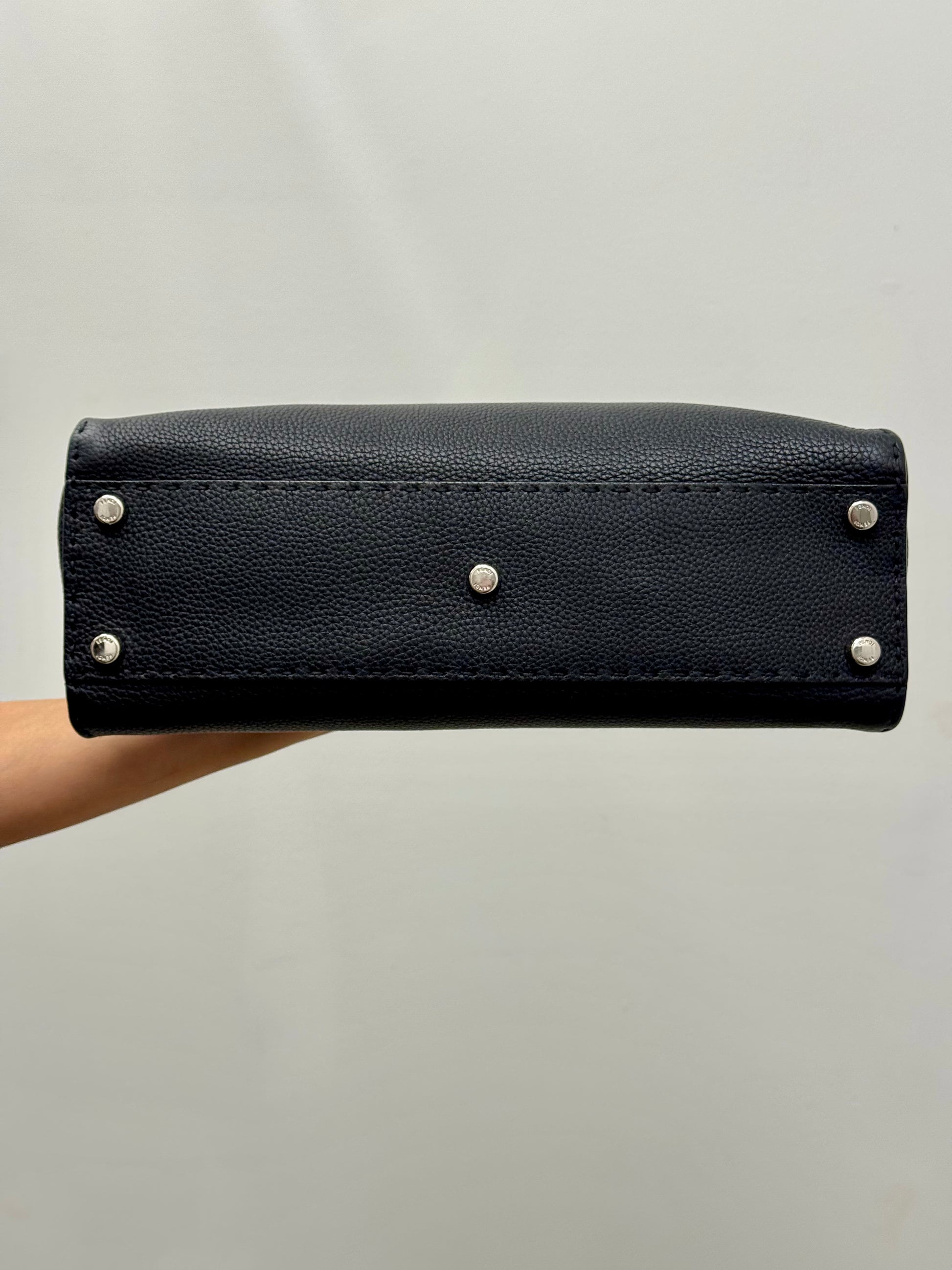 Fendi Peekaboo Medium in black grained calfskin with palladium hardware