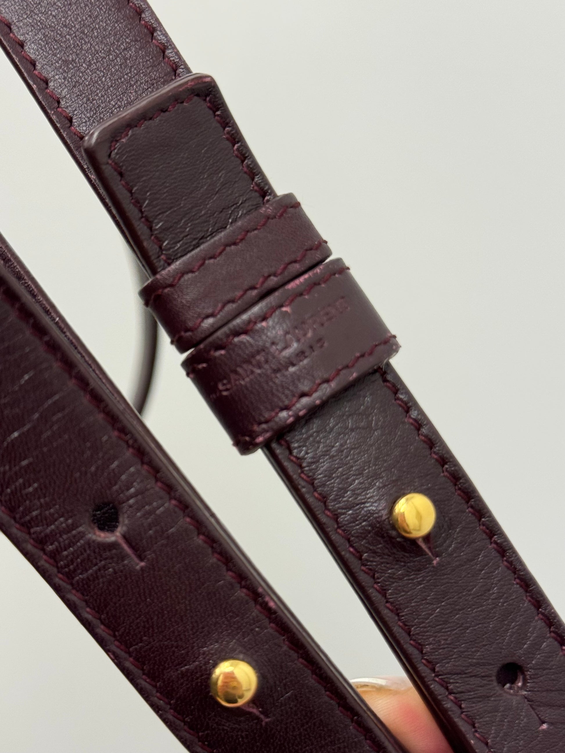 Yves Saint Laurent Classic Duffle 12 in Burgundy Suede and Leather with Strap