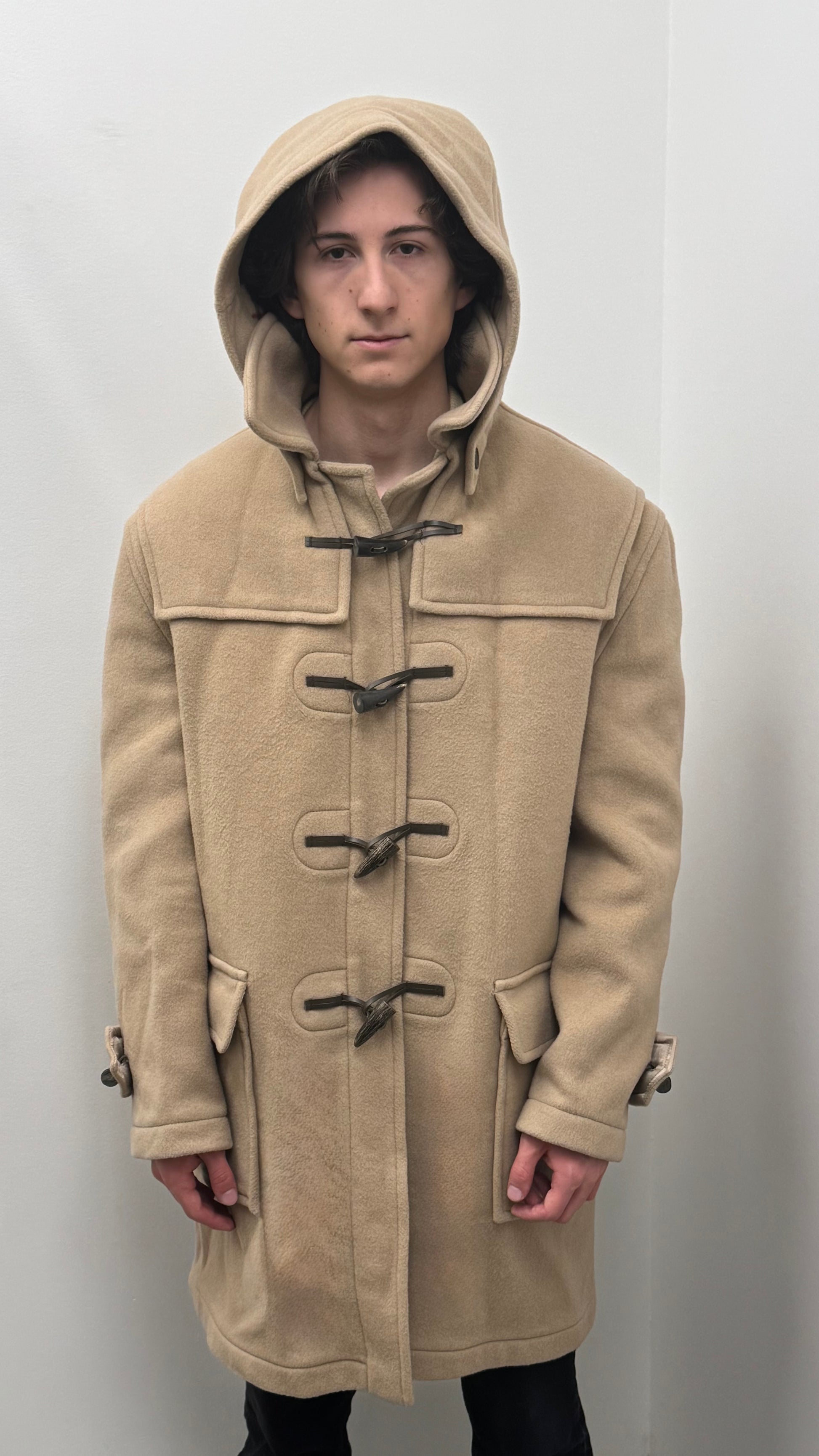 Burberry Hooded Camel Wool Duffle Coat