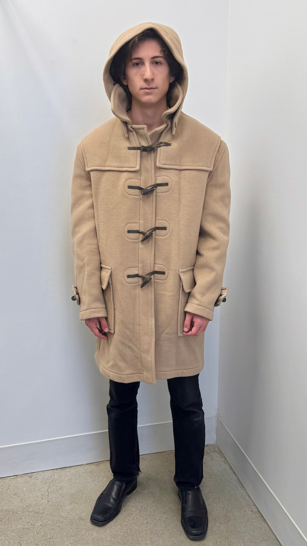 Burberry Hooded Camel Wool Duffle Coat