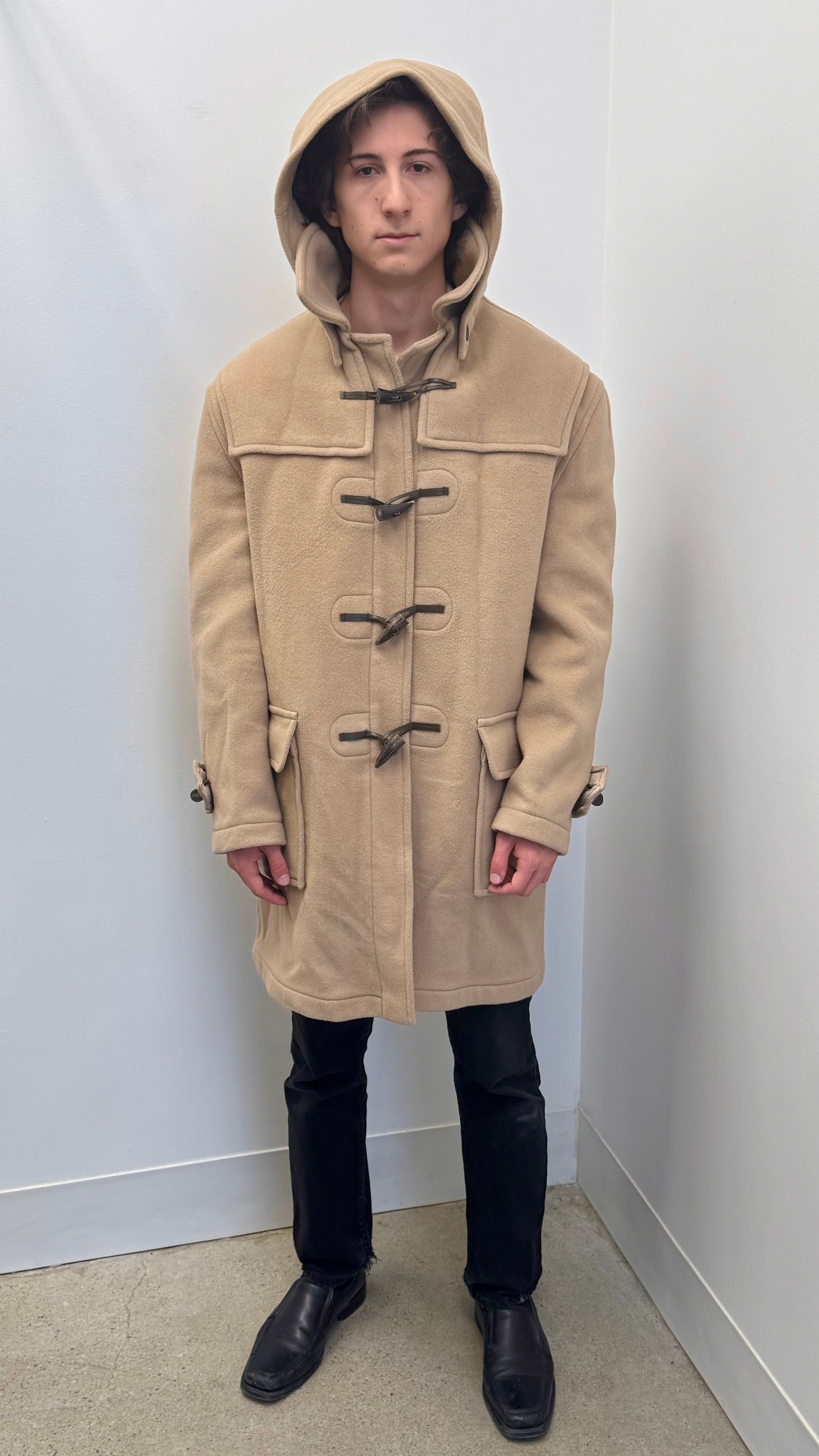 Burberry Hooded Camel Wool Duffle Coat