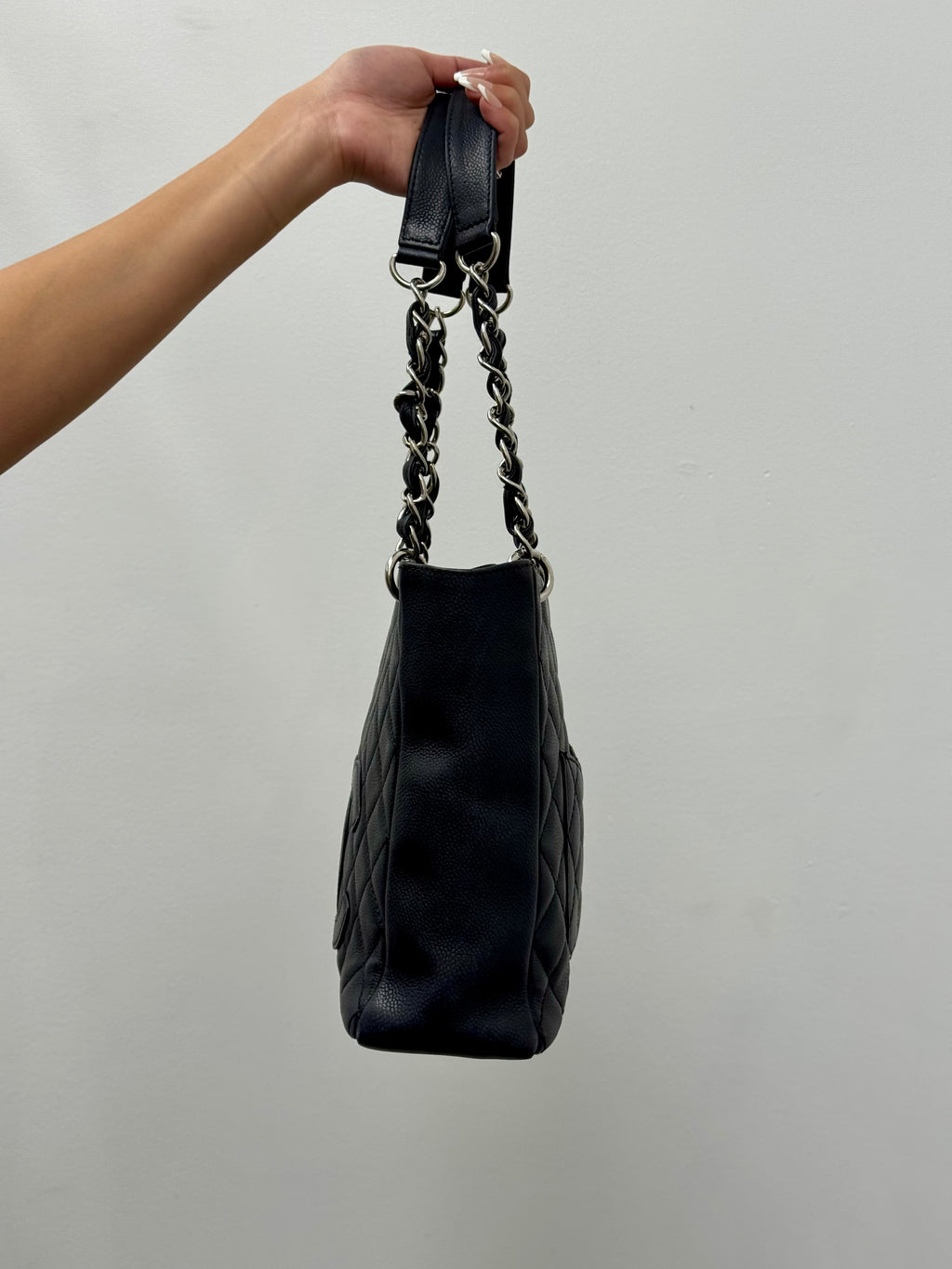 Chanel Mini Shopping Tote Silver Hardware In Caviar Leather