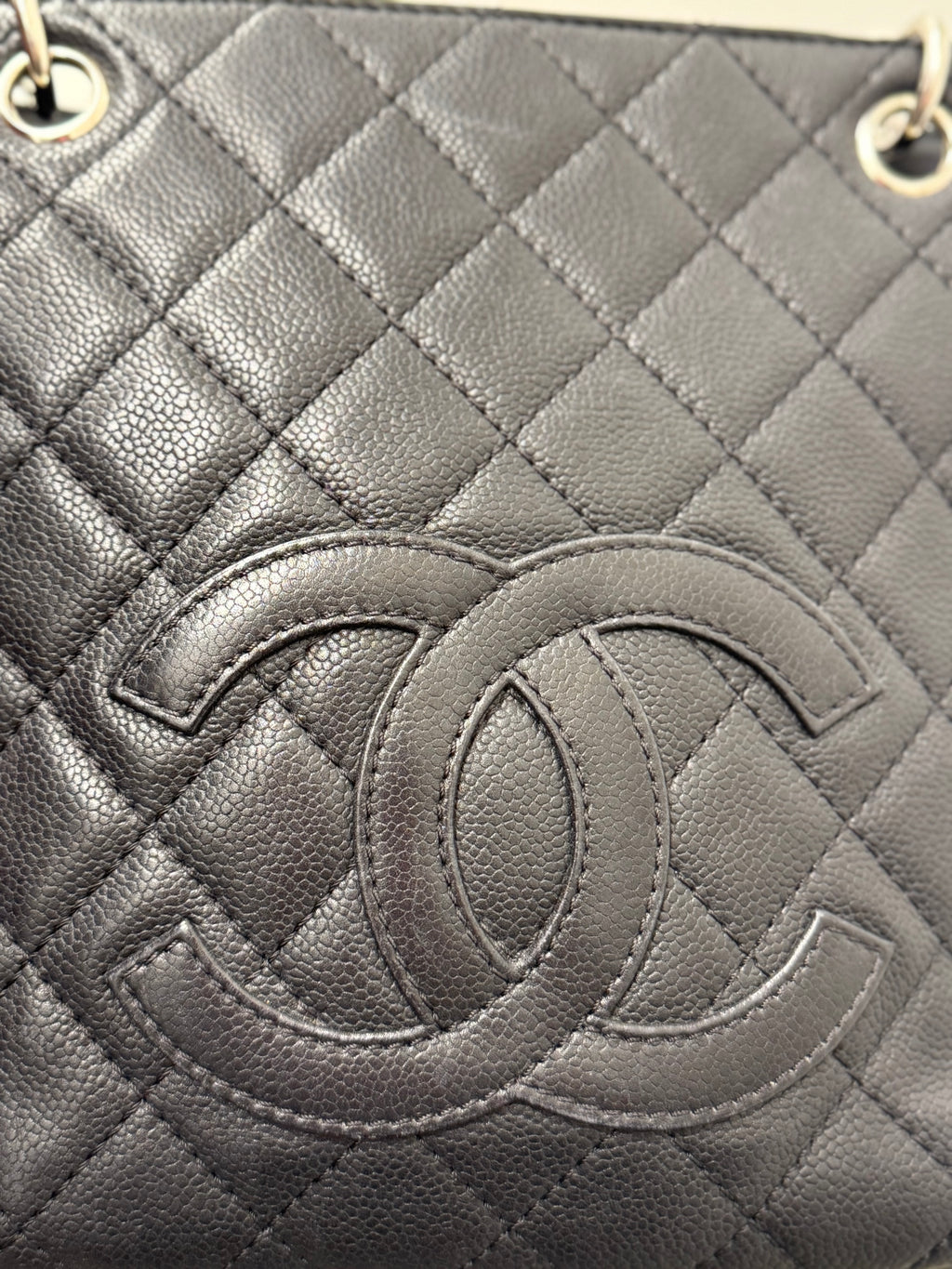 Chanel Mini Shopping Tote Silver Hardware In Caviar Leather
