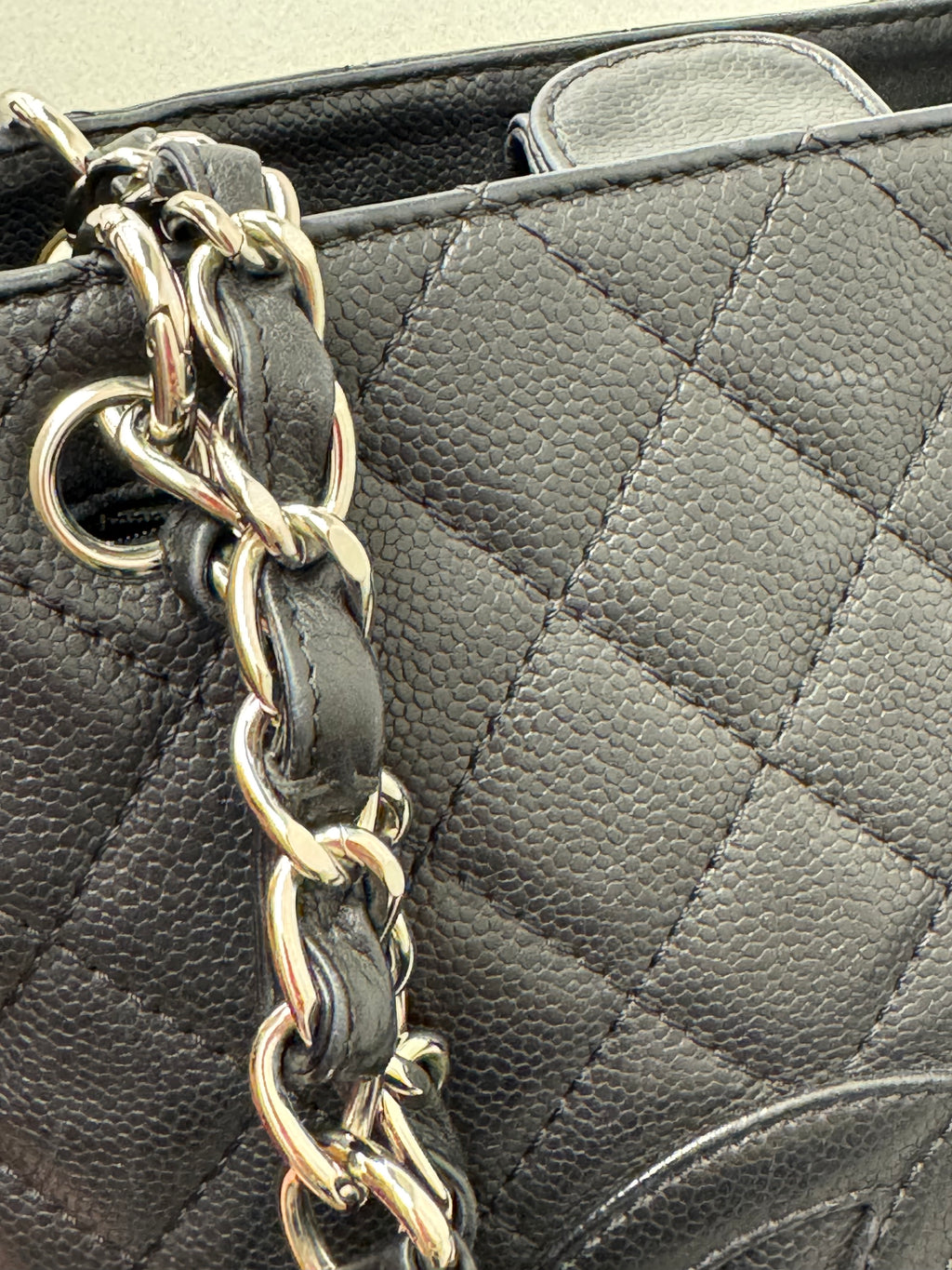 Chanel Mini Shopping Tote Silver Hardware In Caviar Leather