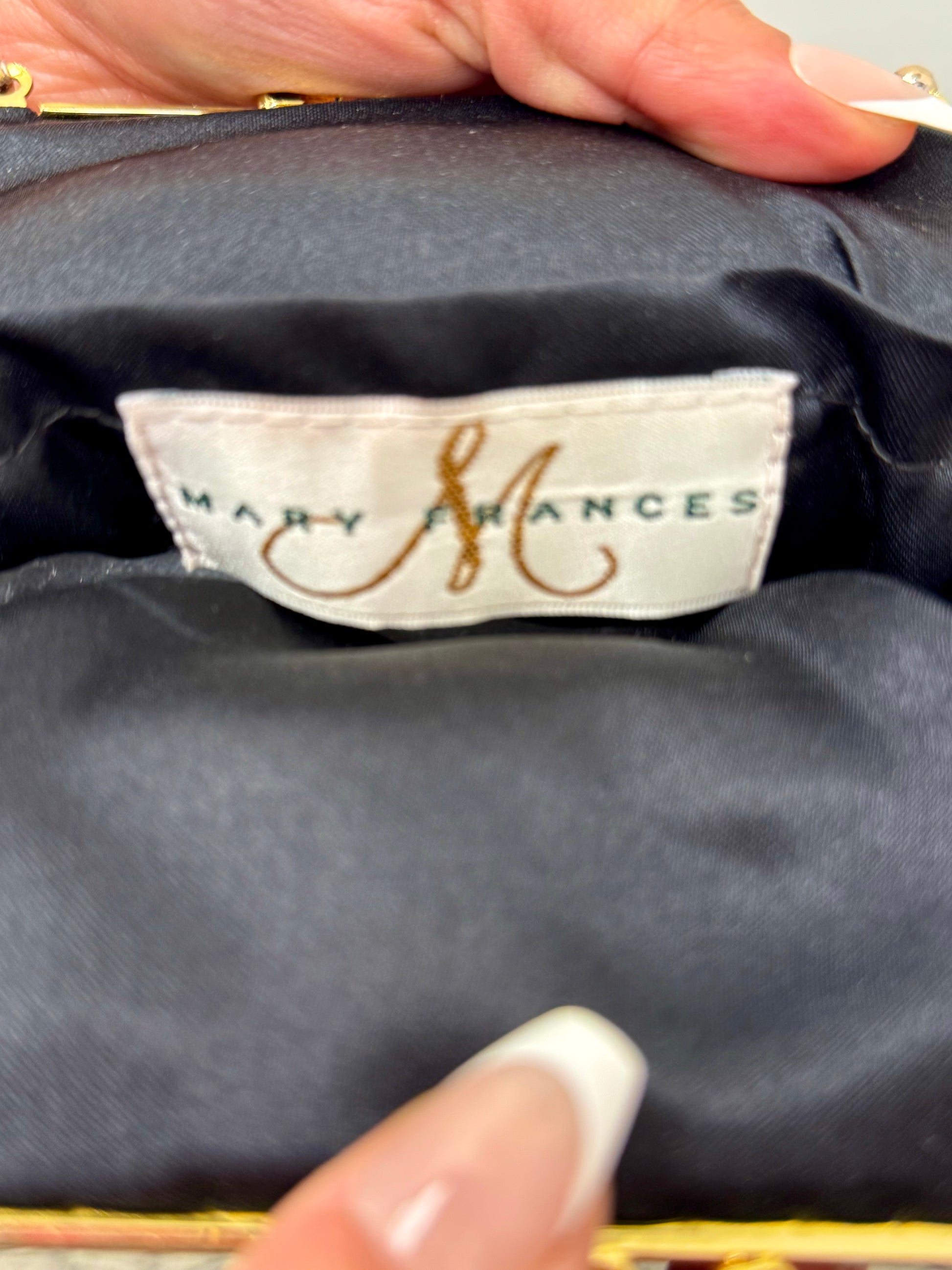 Mary Frances Black Velvet Beaded Purse ABG Boho Fringe Victorian