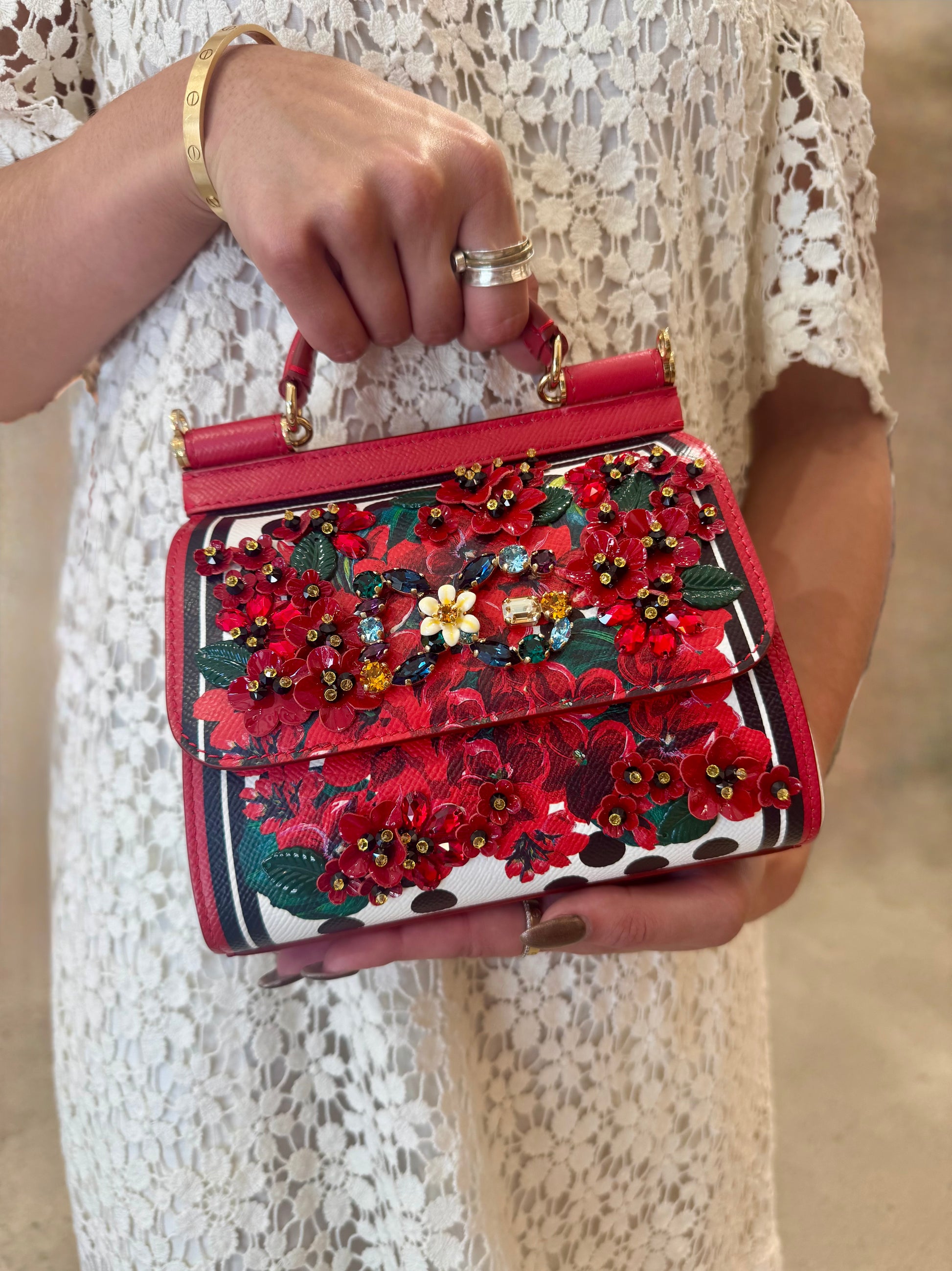 Dolce & Gabbana Polka Dot Geranium Mini Sicily Bag