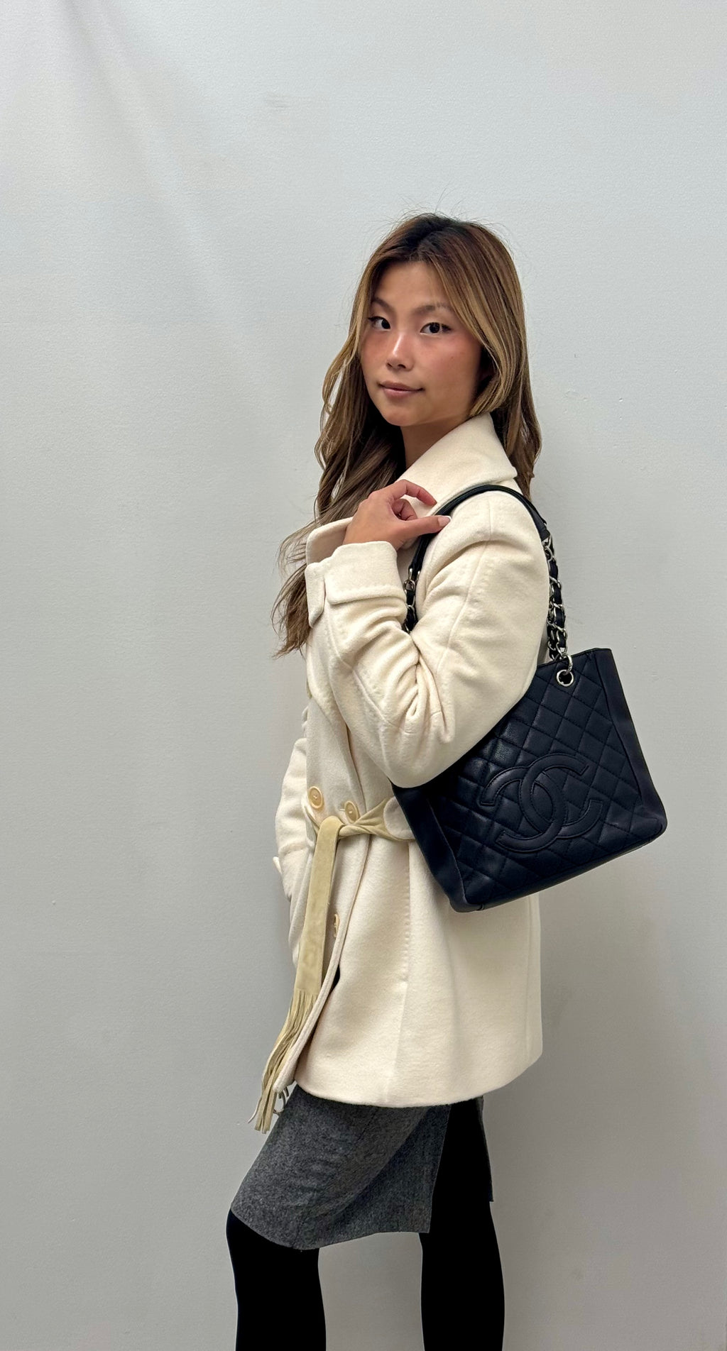 Chanel Mini Shopping Tote Silver Hardware In Caviar Leather