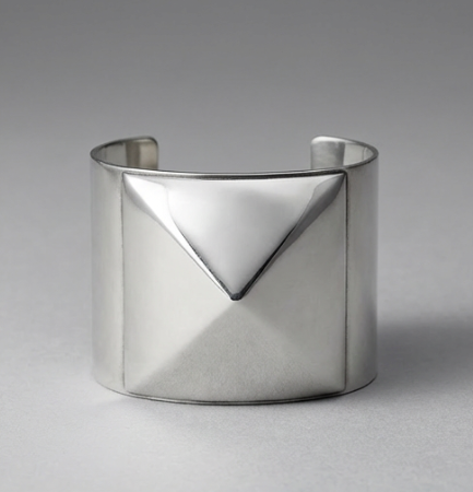 Hermès Sterling Silver Wide Medor Cuff Bracelet