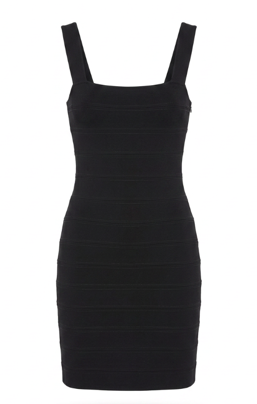 R.E.D. Valentino Black Ribbed Sleeveless Sheath Dress