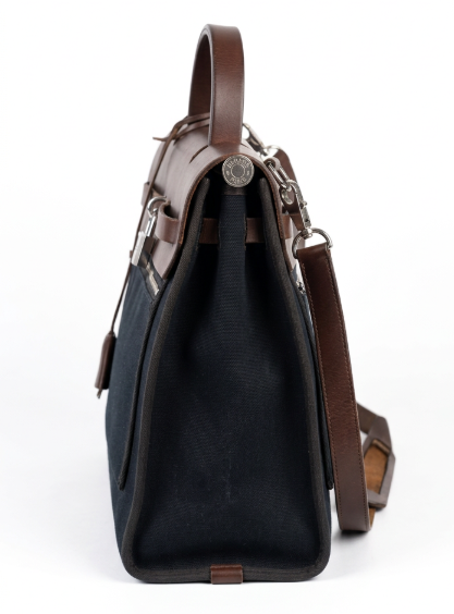 Hermès Navy & Ébène Toile Herbag Zip 31 Bag with Palladium Hardware